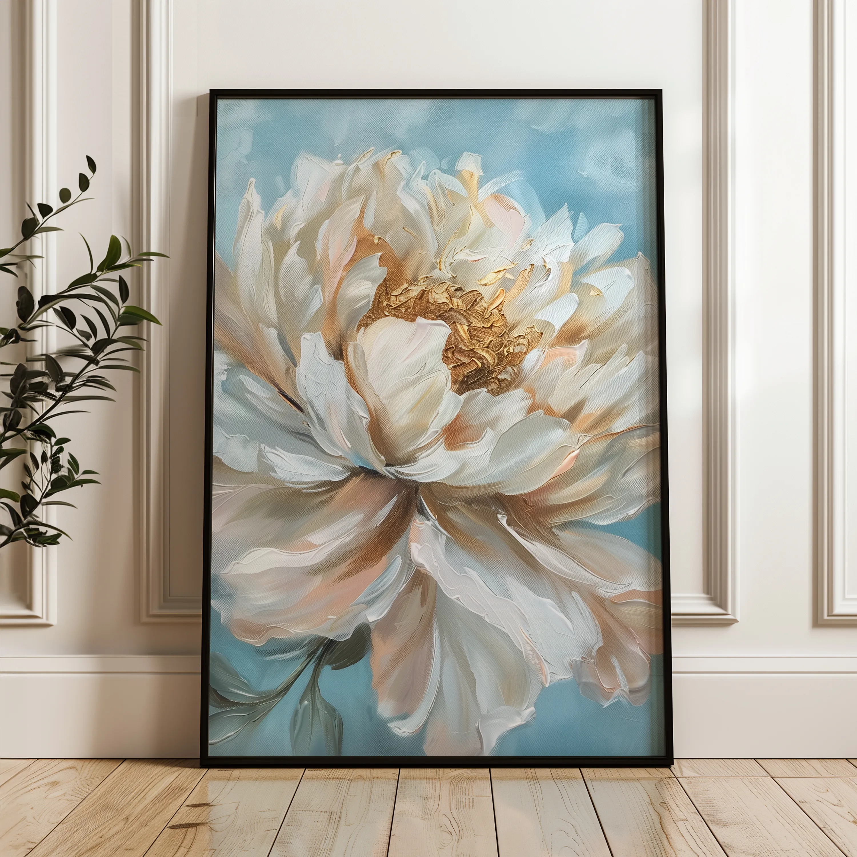 Floral 345 Canvas Art 18" x 24" / 45 x 60 cm / Black