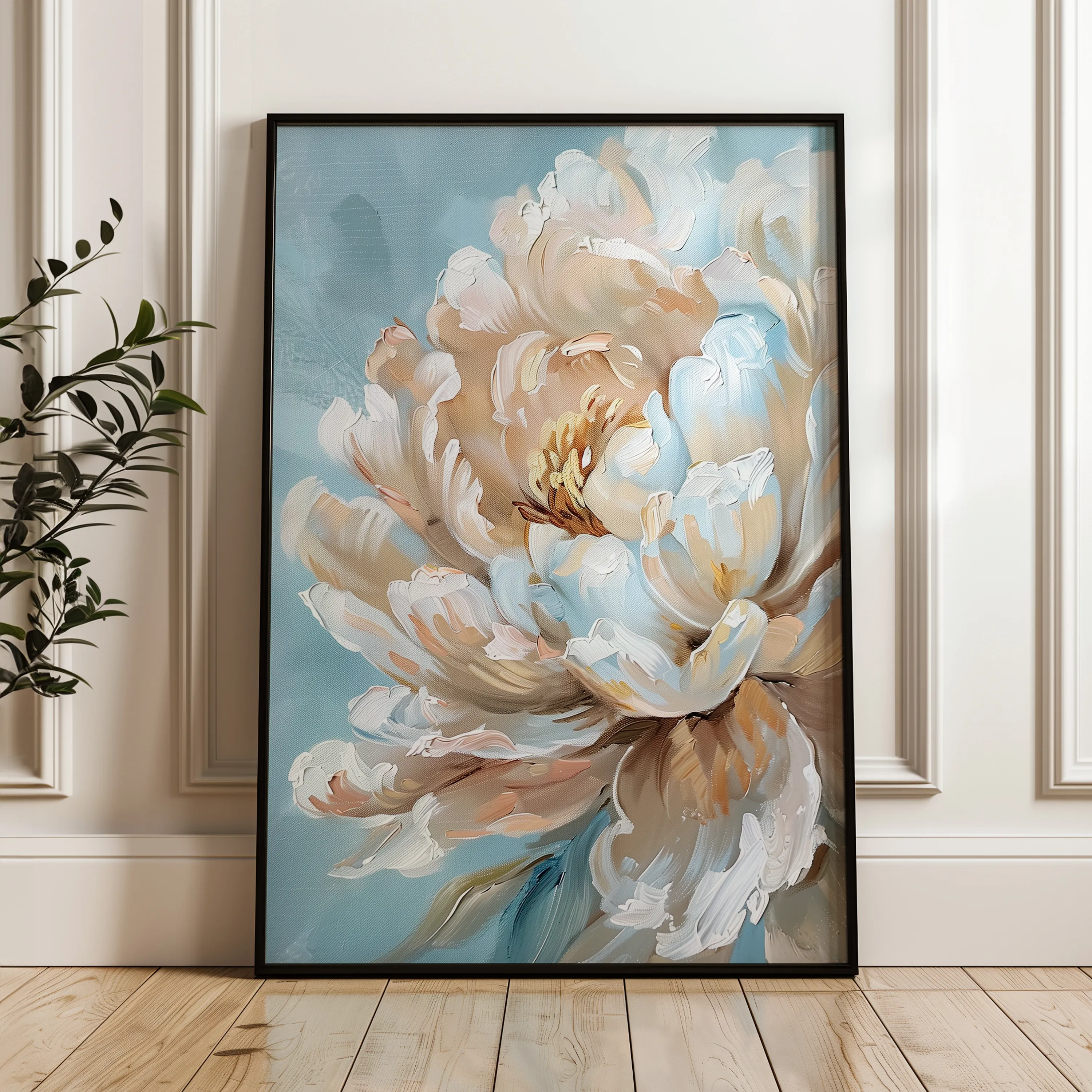 Floral 346 Canvas Art 18" x 24" / 45 x 60 cm / Black