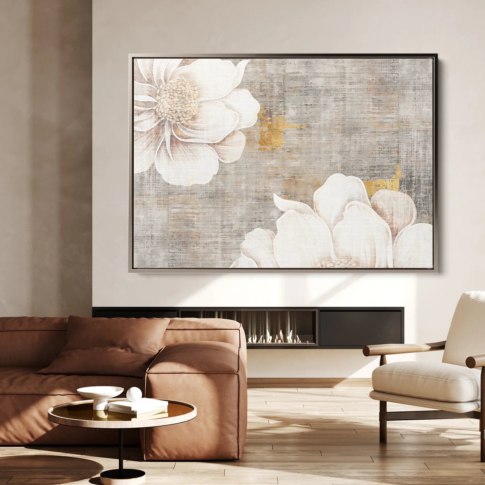 Floral 347 Canvas Art 18" x 24" / 45 x 60 cm / Black