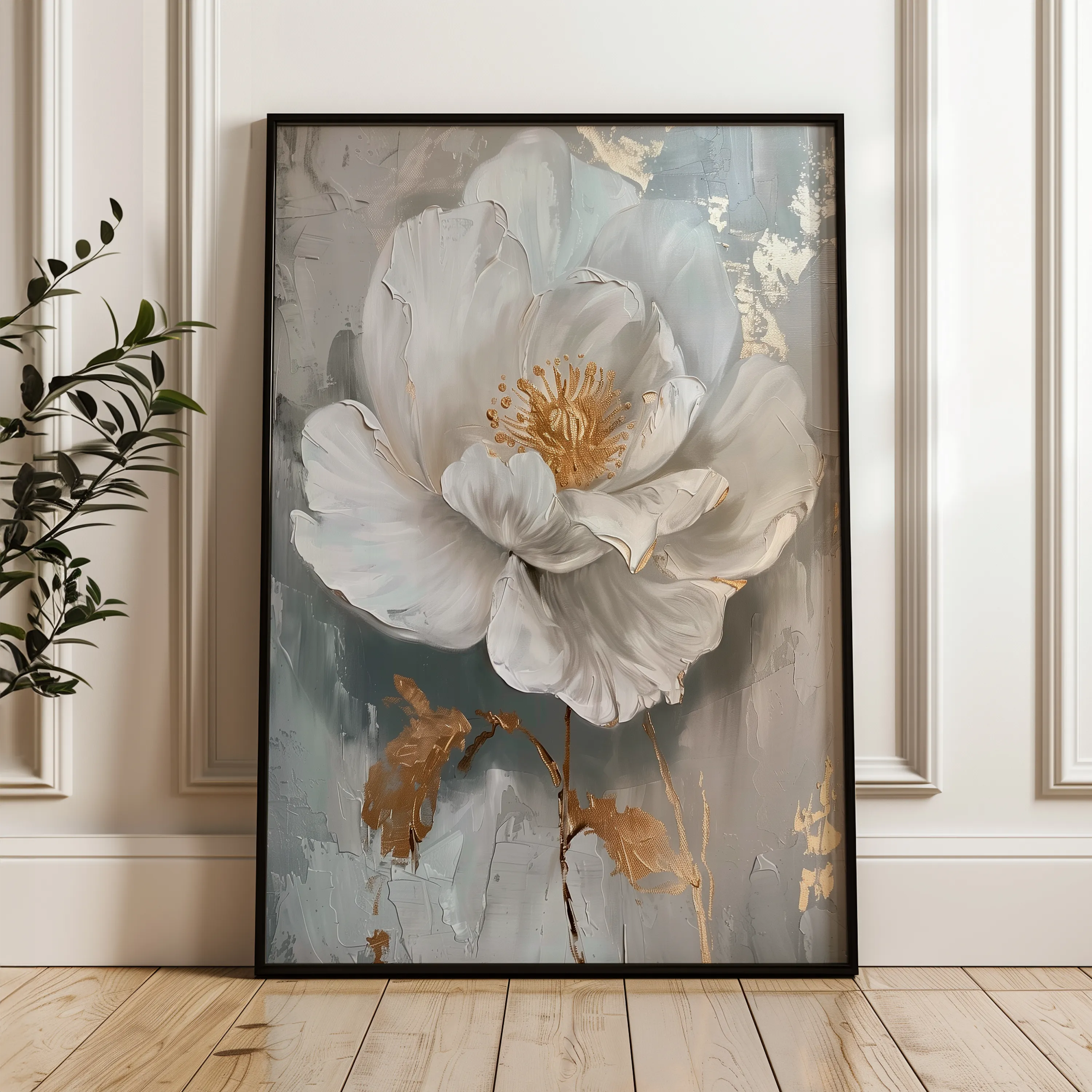 Floral 348 Canvas Art 18" x 24" / 45 x 60 cm / Black