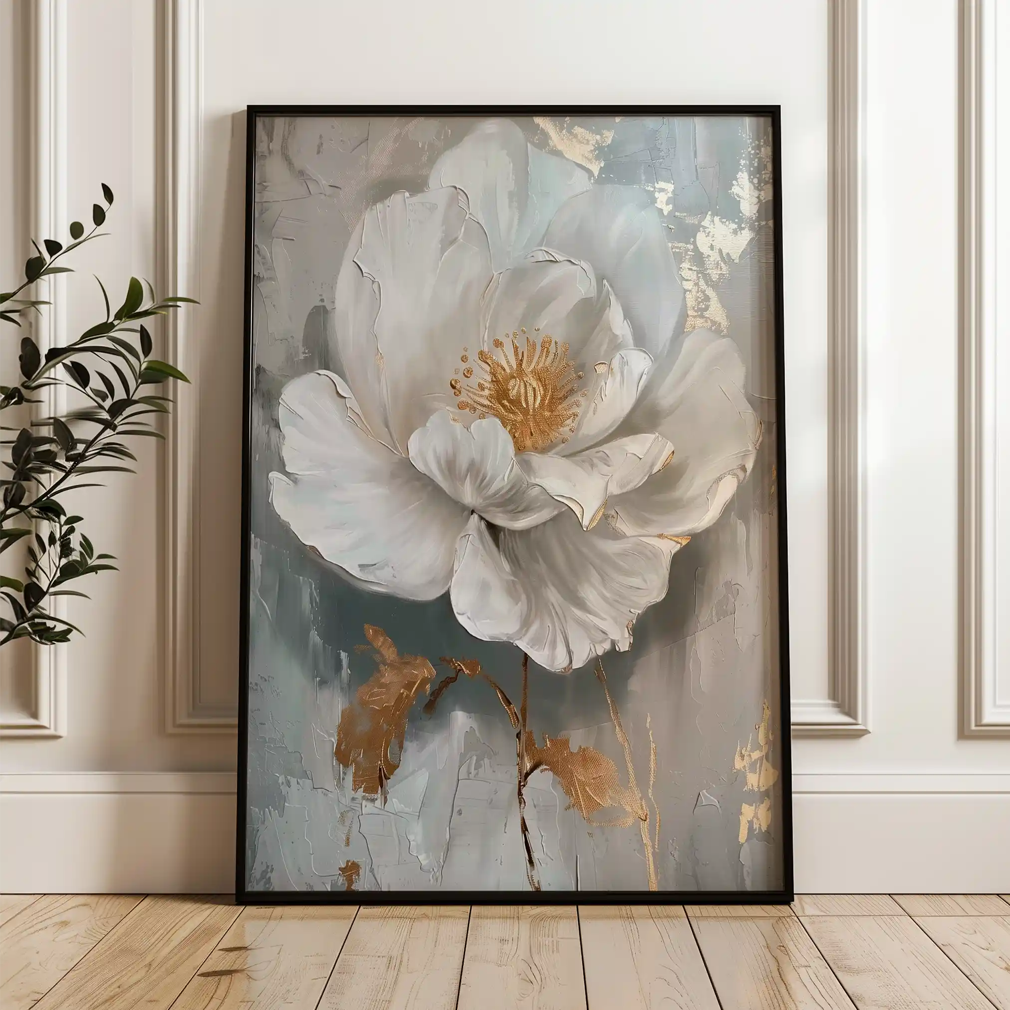 Floral 348 Canvas Art 60 x 40 cm / Black