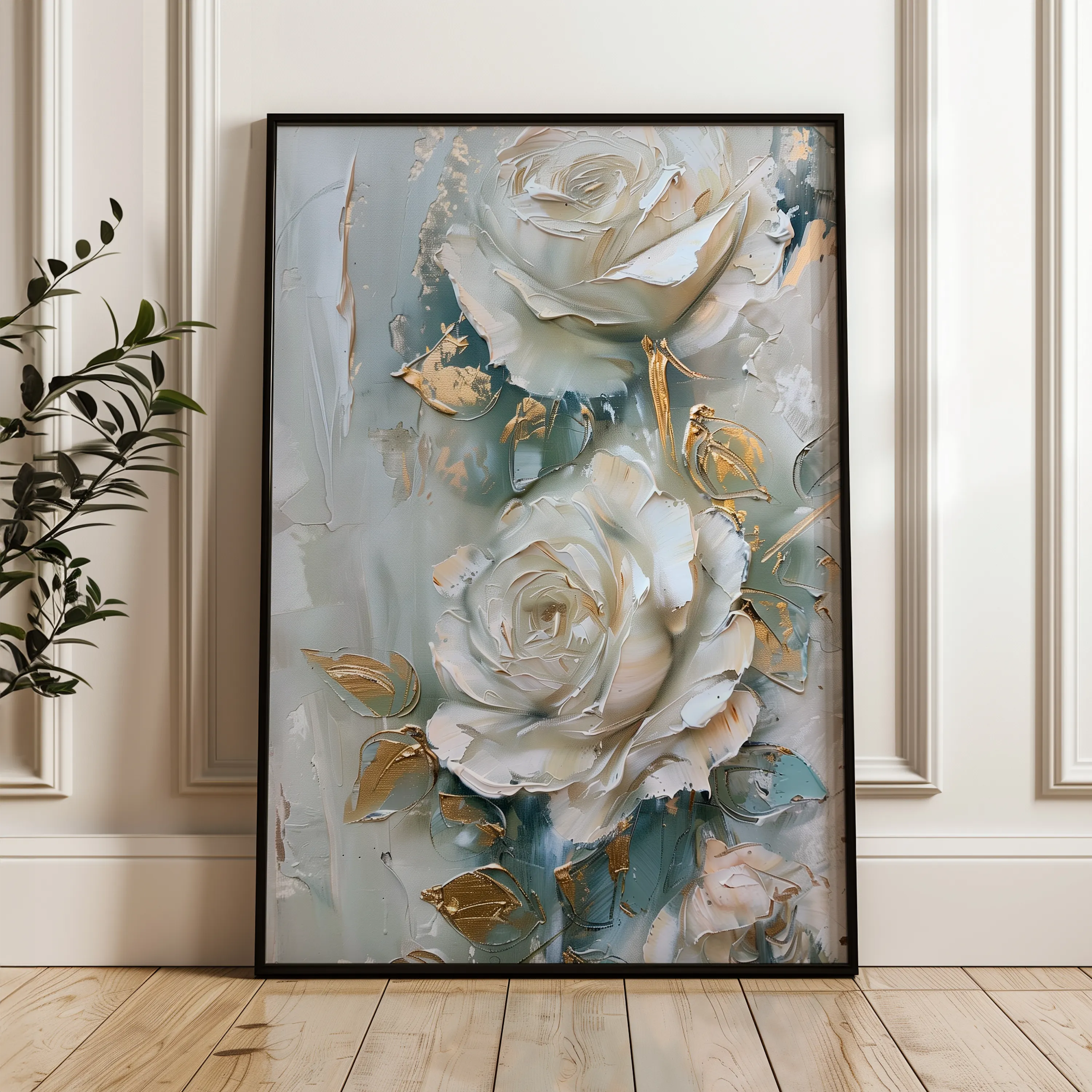Floral 352 Canvas Art 18" x 24" / 45 x 60 cm / Black