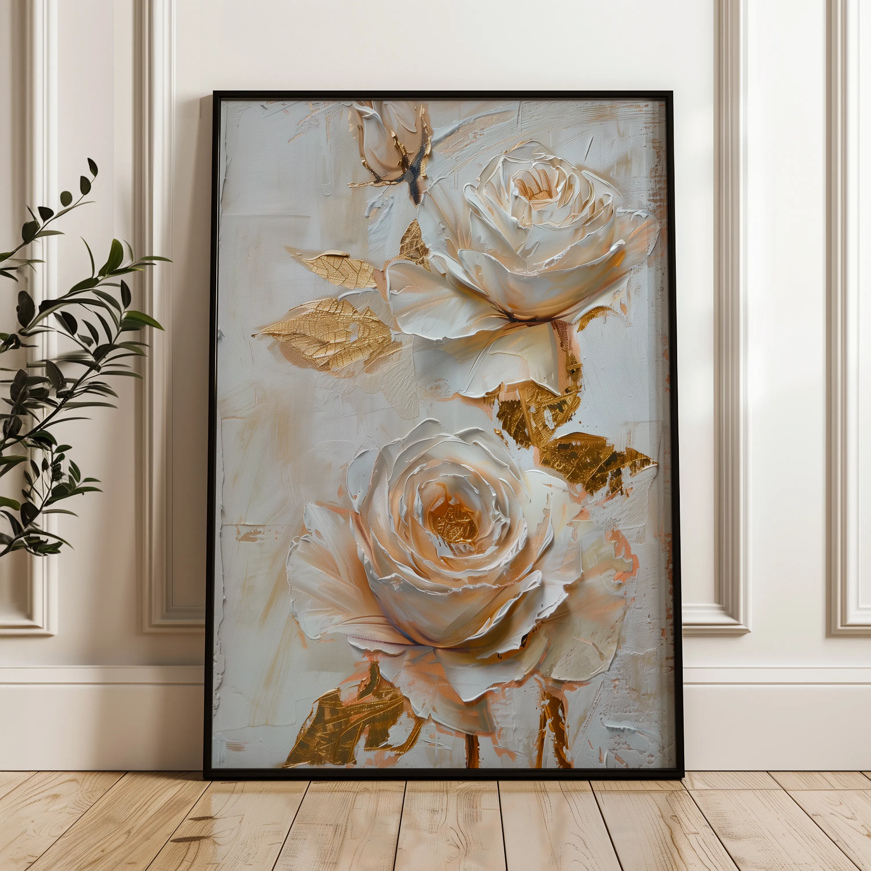 Floral 354 Canvas Art 18" x 24" / 45 x 60 cm / Black