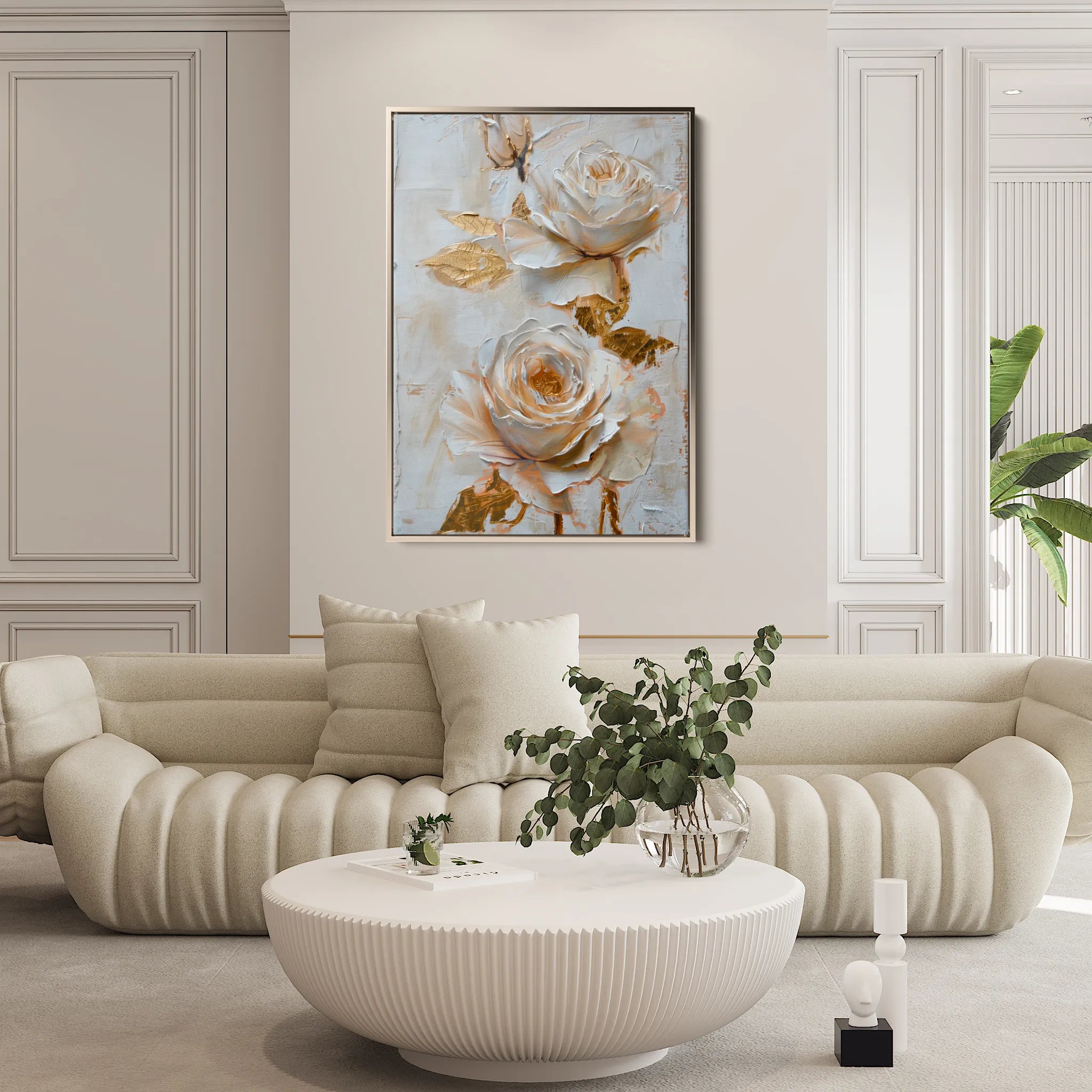 Floral 354 Canvas Art 18" x 24" / 45 x 60 cm / Black