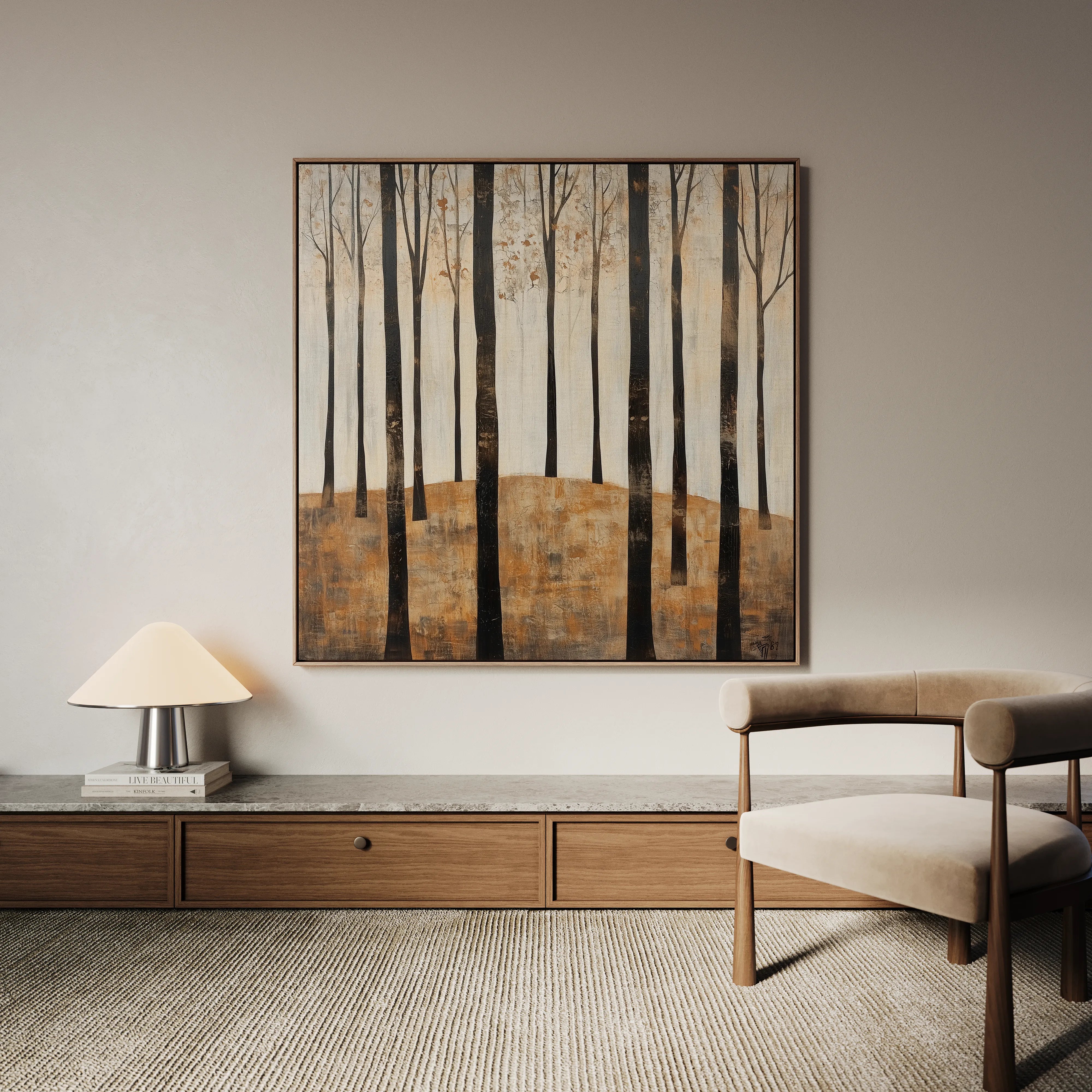 Landscape 354 Canvas Art 16" x 16" / 40 x 40 cm / Black