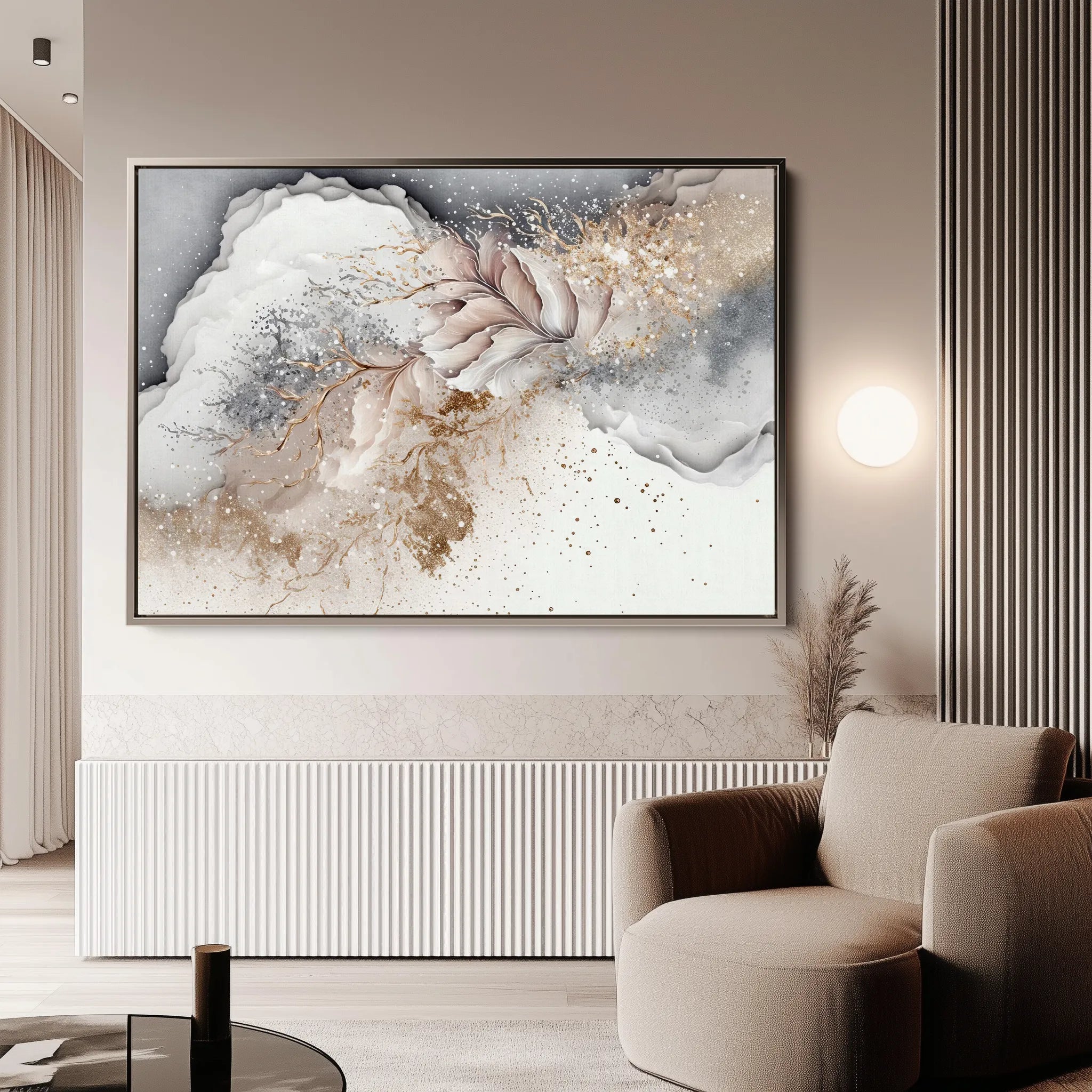 Floral 355 Canvas Art 18" x 24" / 45 x 60 cm / Black
