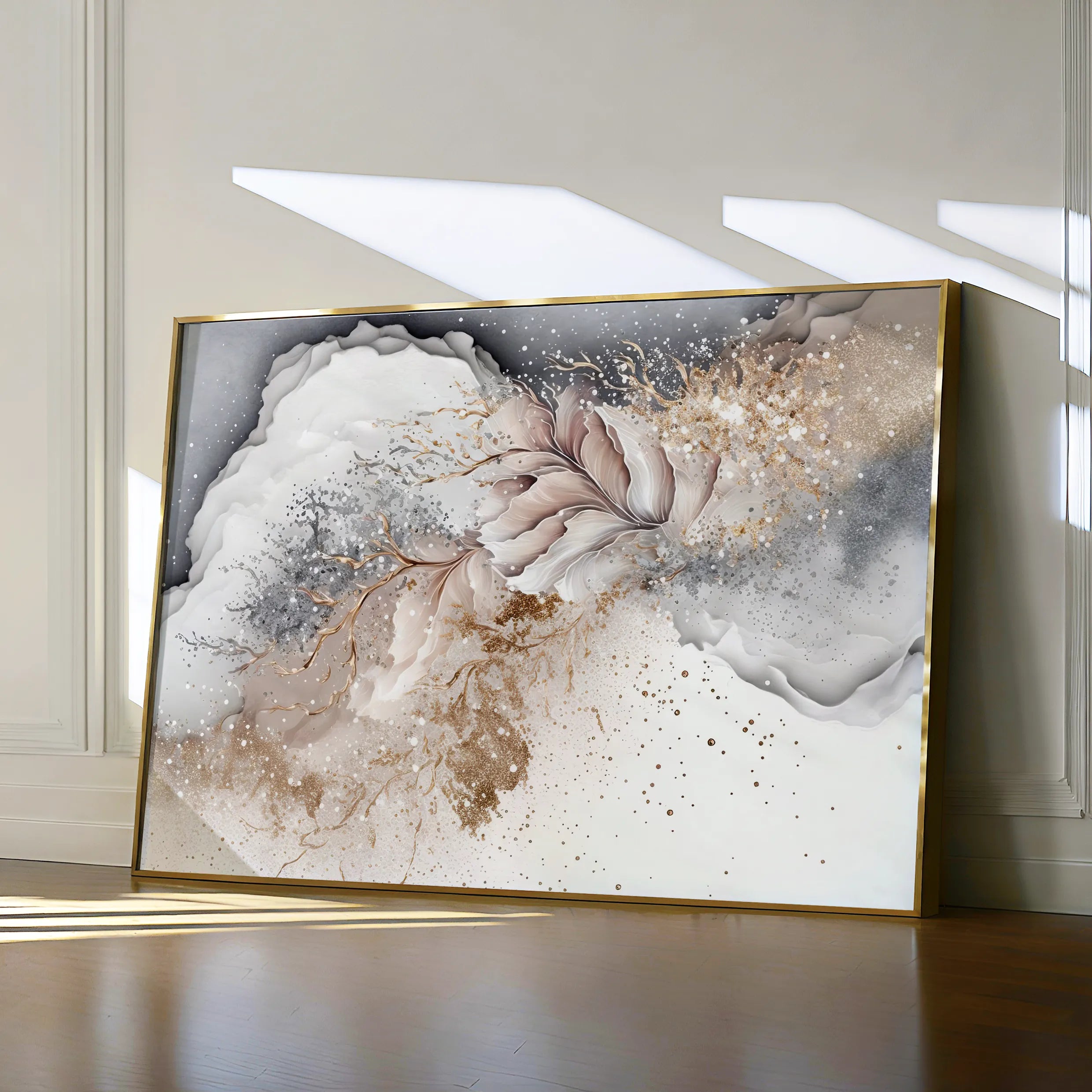 Floral 355 Canvas Art 18" x 24" / 45 x 60 cm / Black