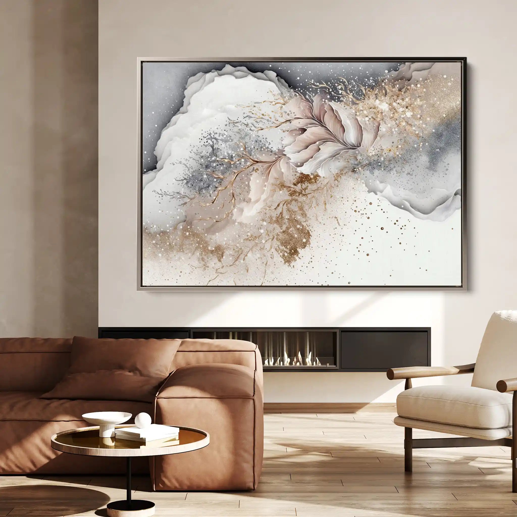 Floral 355 Canvas Art 60 x 40 cm / Black