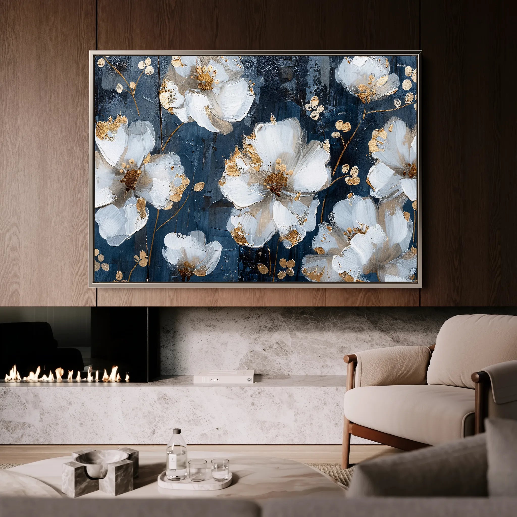 Floral 362 Canvas Art 18" x 24" / 45 x 60 cm / Black