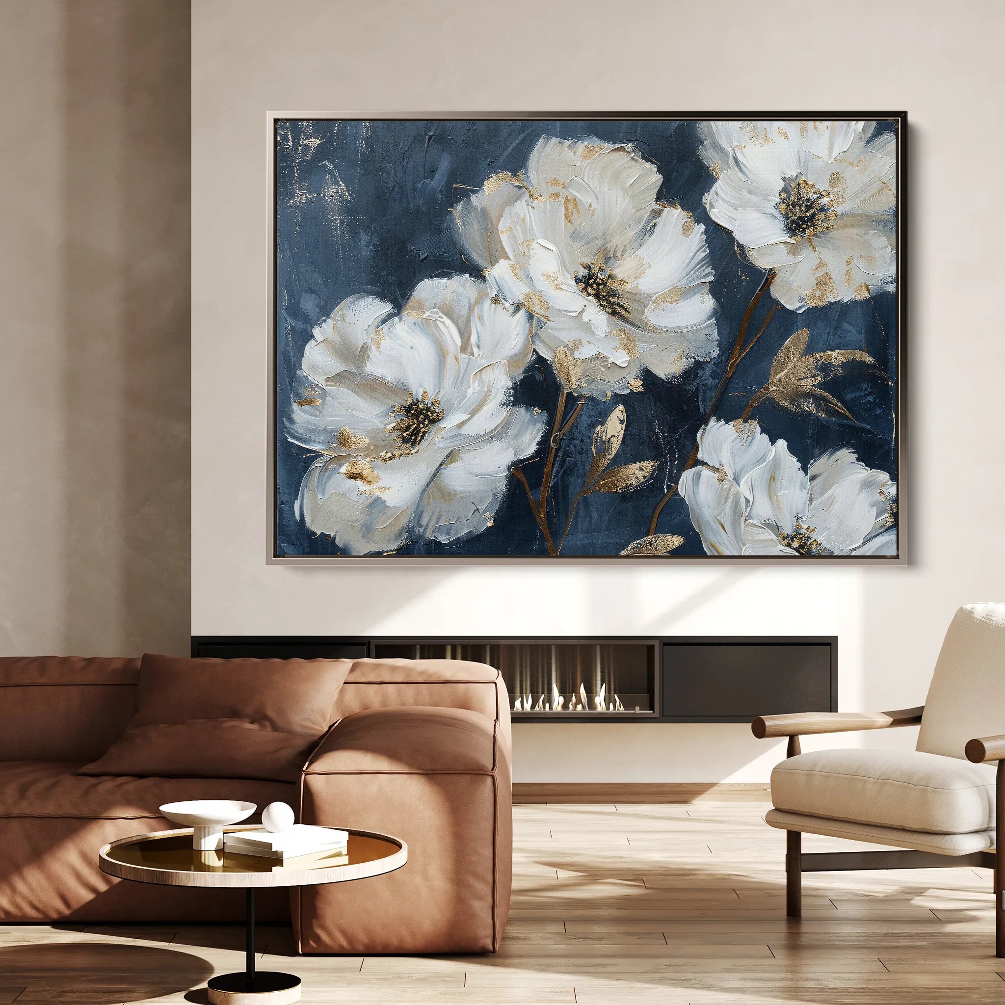 Floral 363 Canvas Art 18" x 24" / 45 x 60 cm / Black