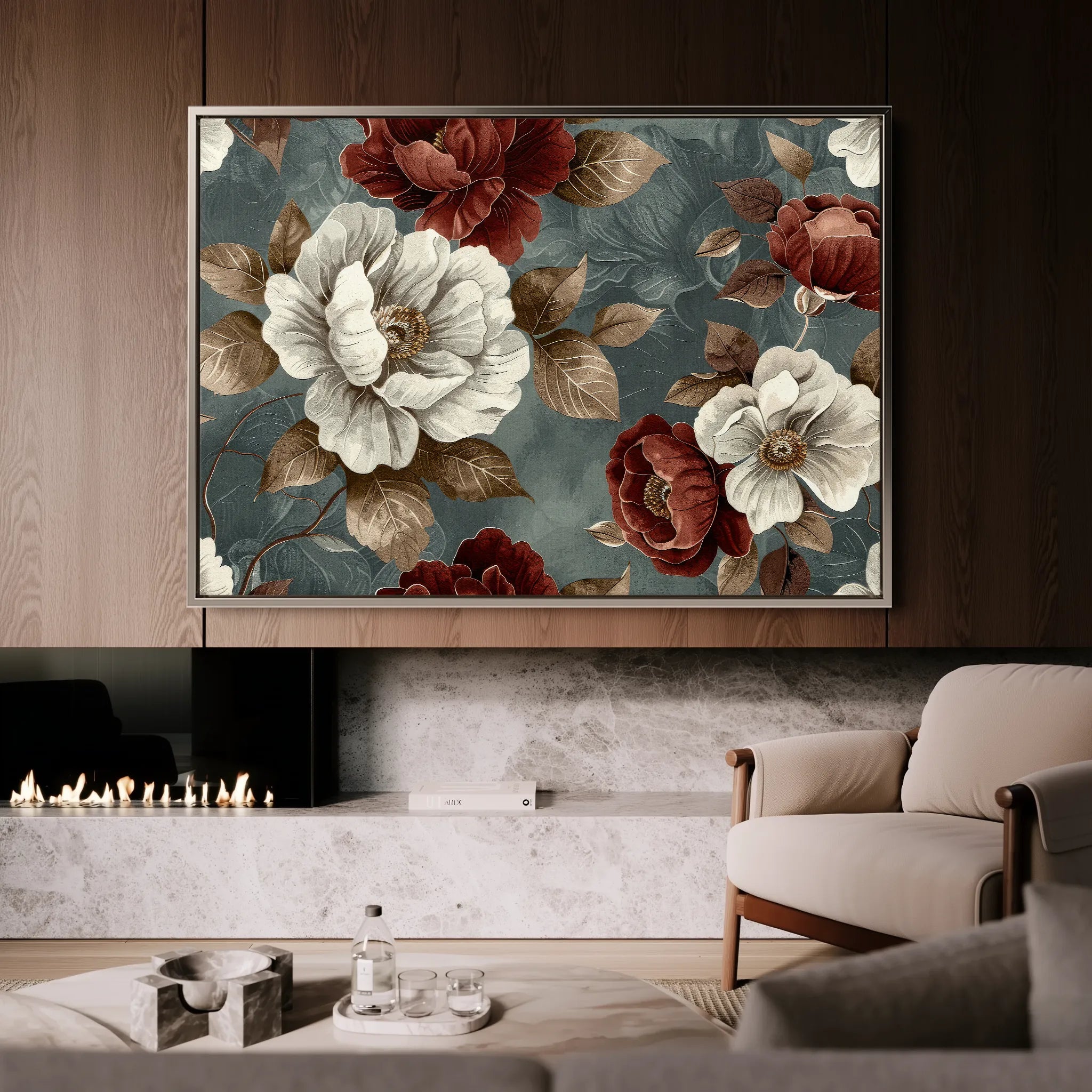 Floral 368 Canvas Art 18" x 24" / 45 x 60 cm / Black