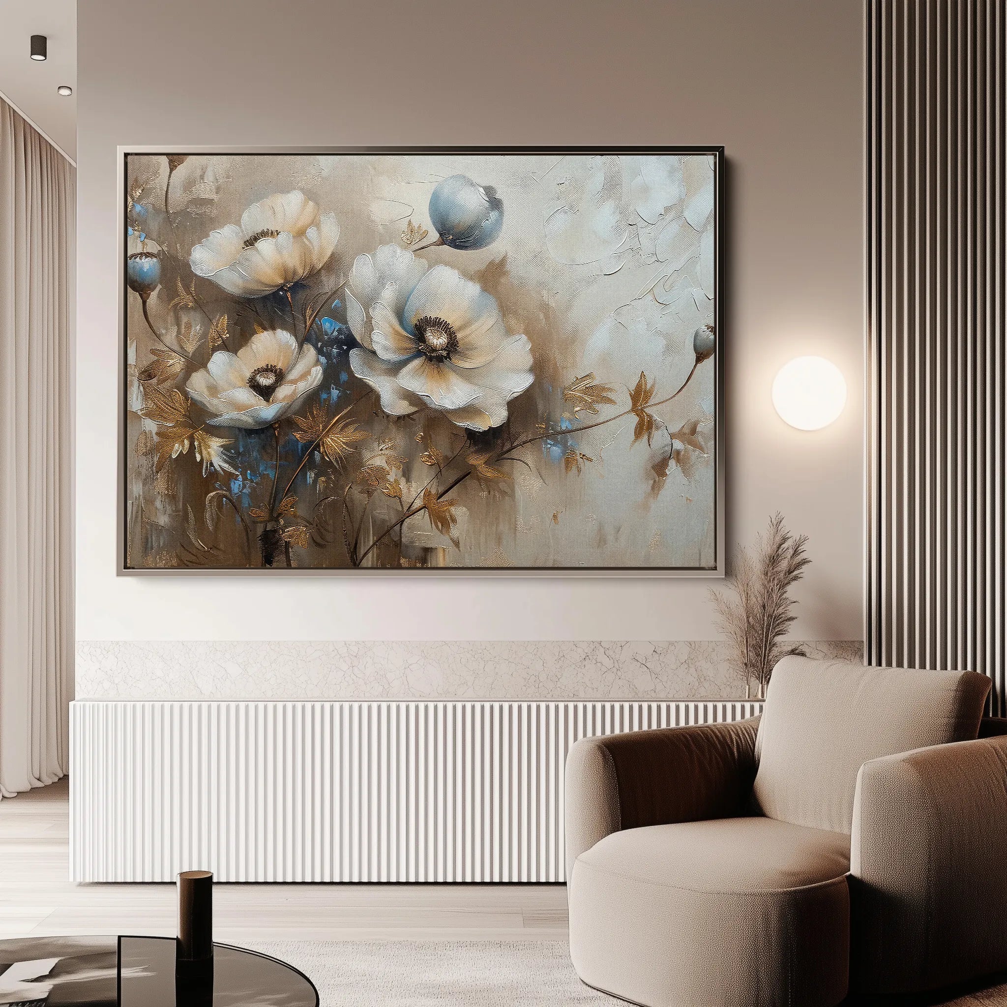 Floral 373 Canvas Art 18" x 24" / 45 x 60 cm / Black