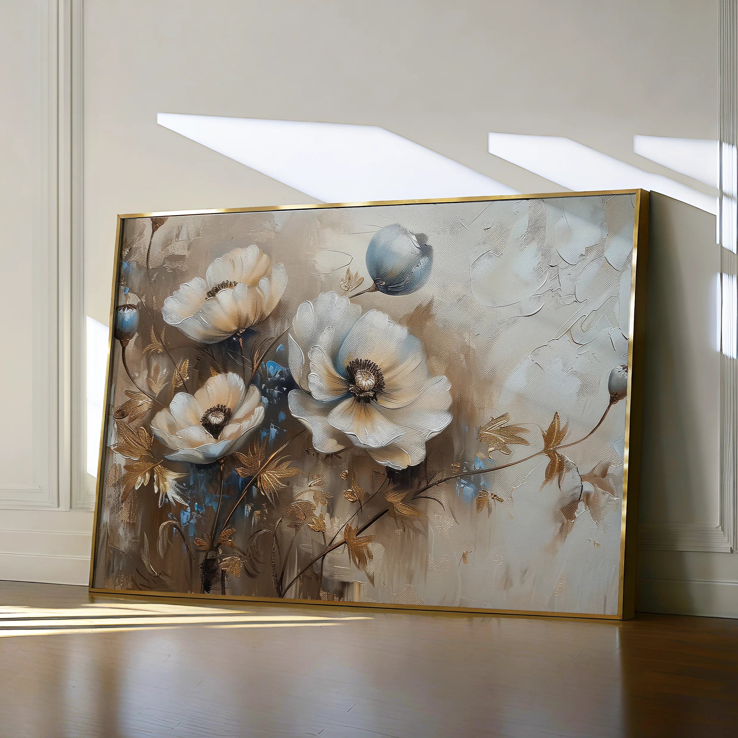 Floral 373 Canvas Art 18" x 24" / 45 x 60 cm / Black