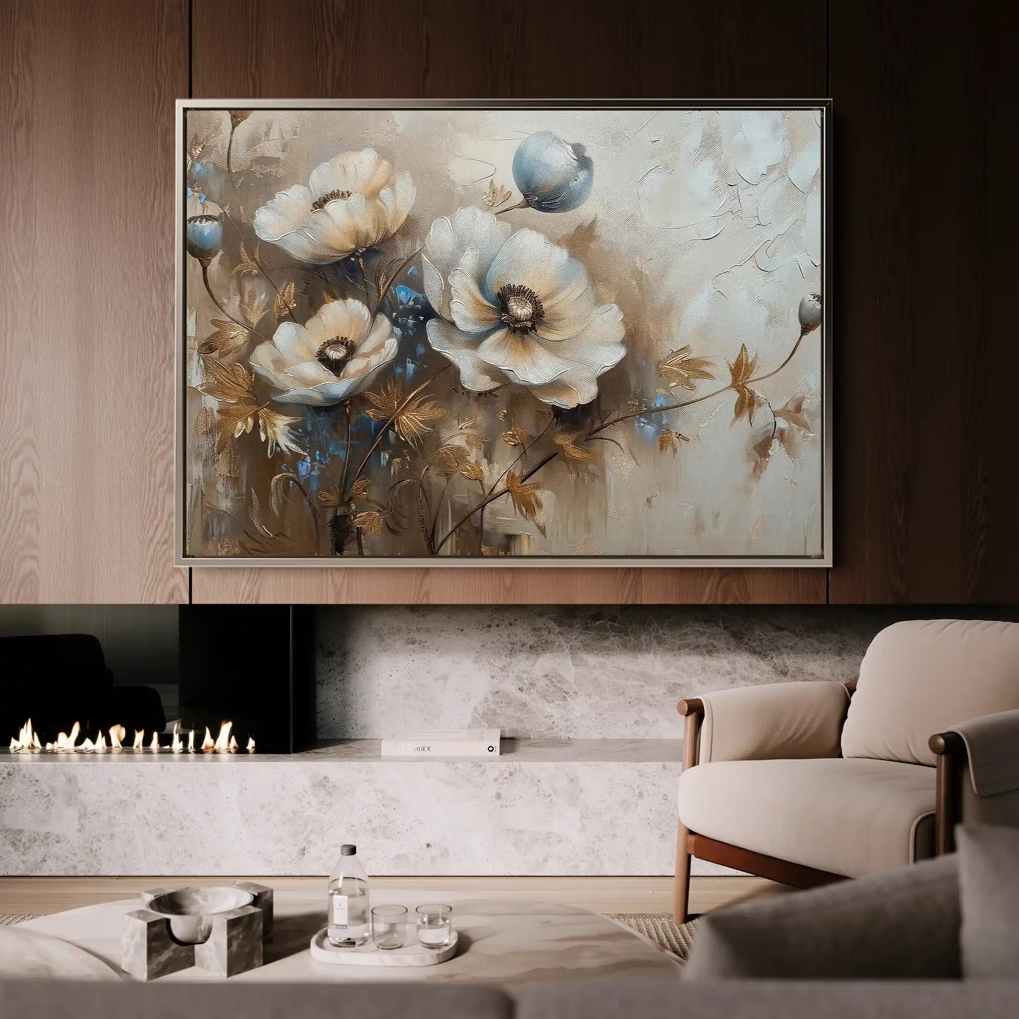 Floral 373 Canvas Art 60 x 40 cm / Black