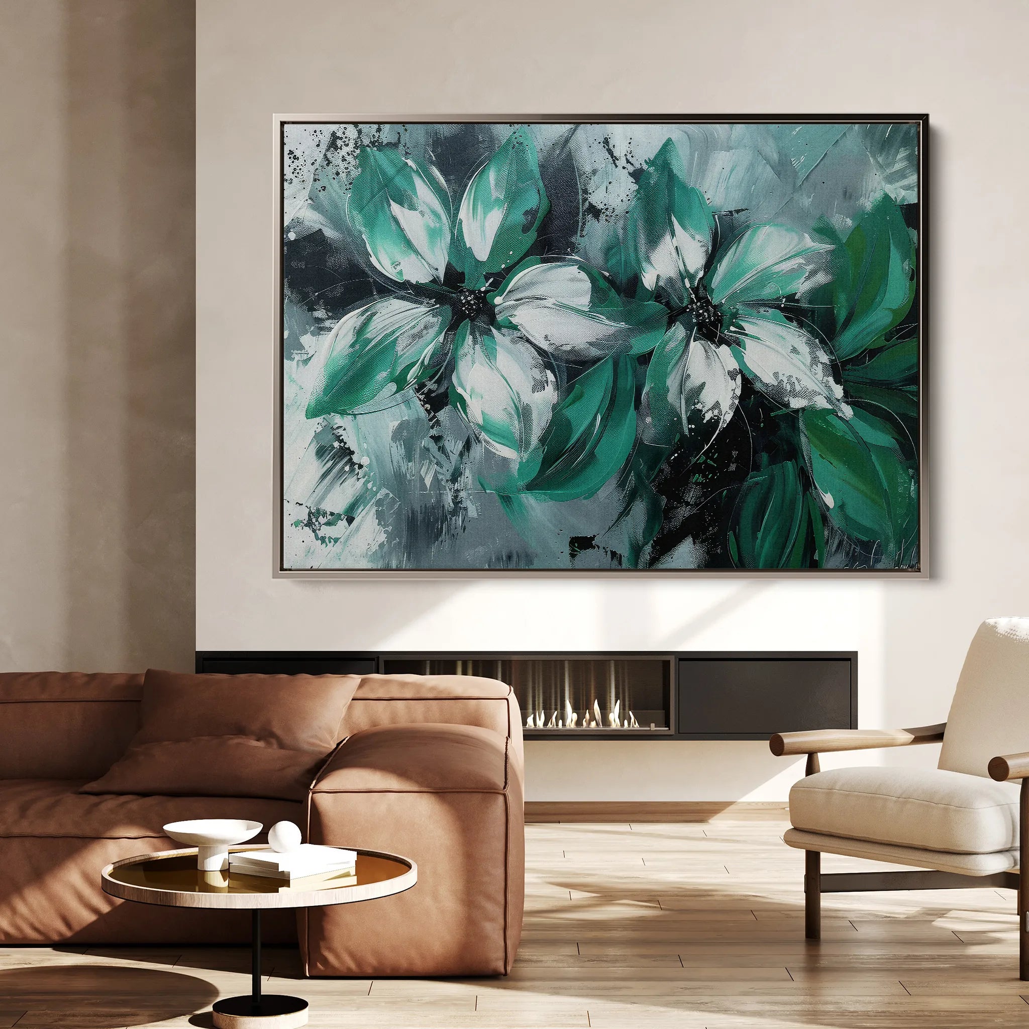 Floral 375 Canvas Art 18" x 24" / 45 x 60 cm / Black