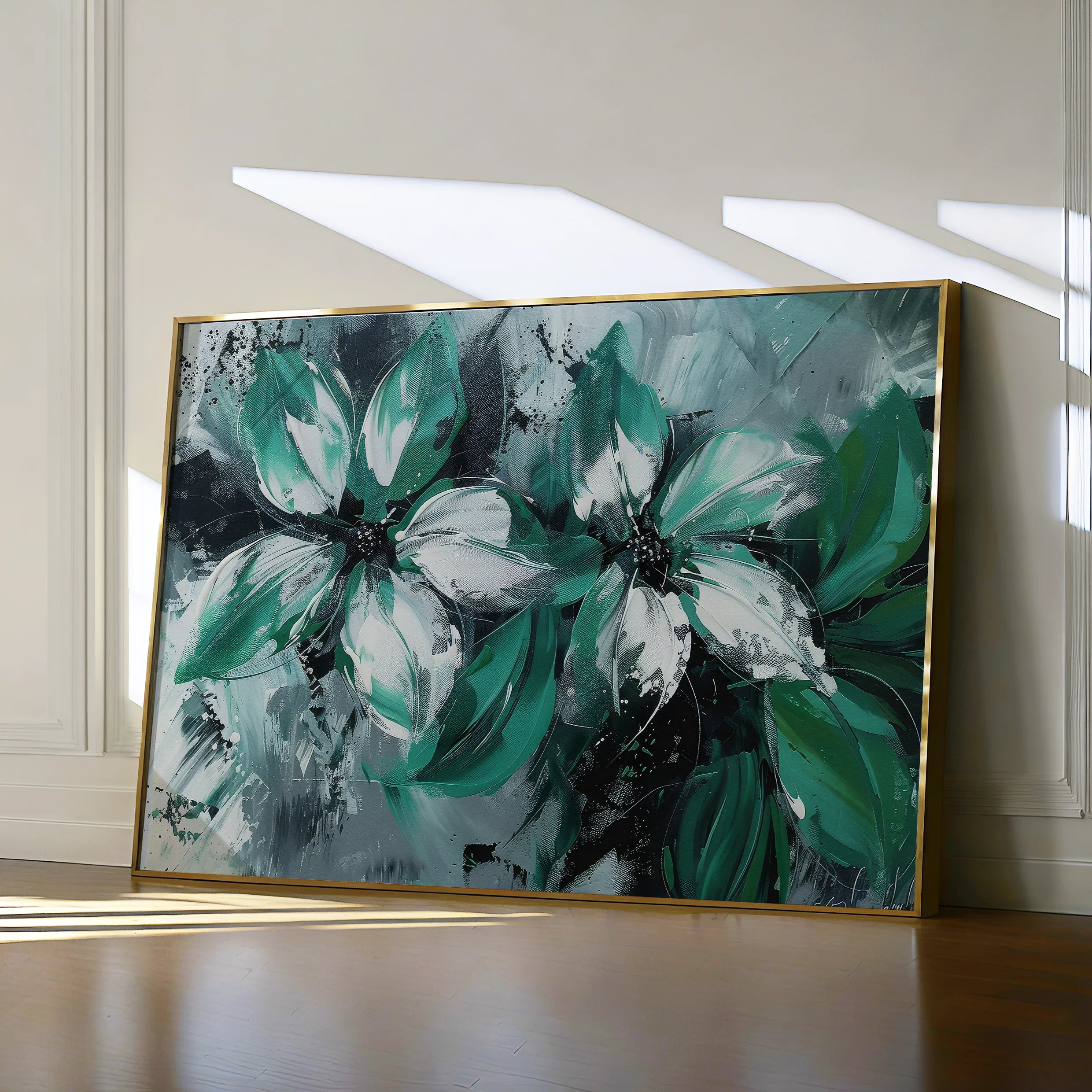 Floral 375 Canvas Art 18" x 24" / 45 x 60 cm / Black