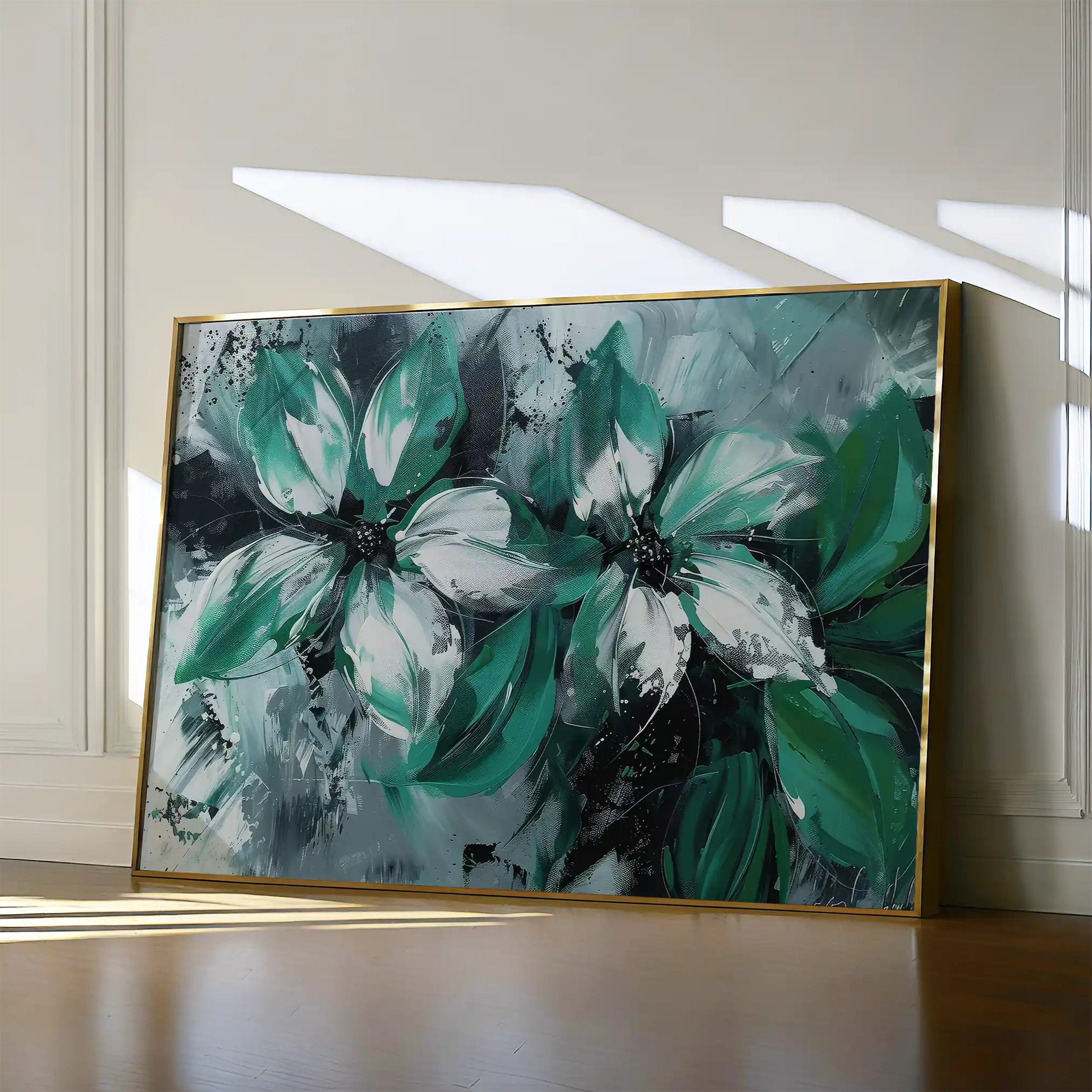 Floral 375 Canvas Art 60 x 40 cm / Black