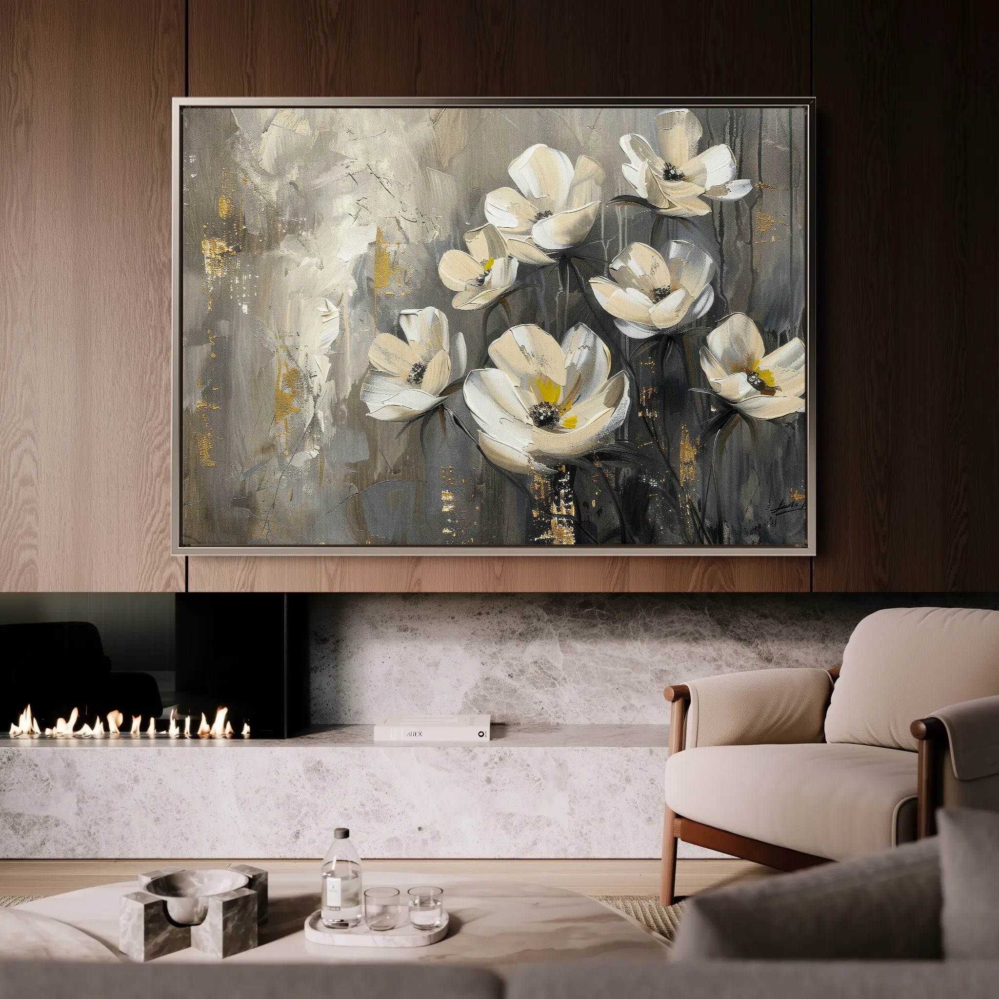 Floral 383 Canvas Art 18" x 24" / 45 x 60 cm / Black