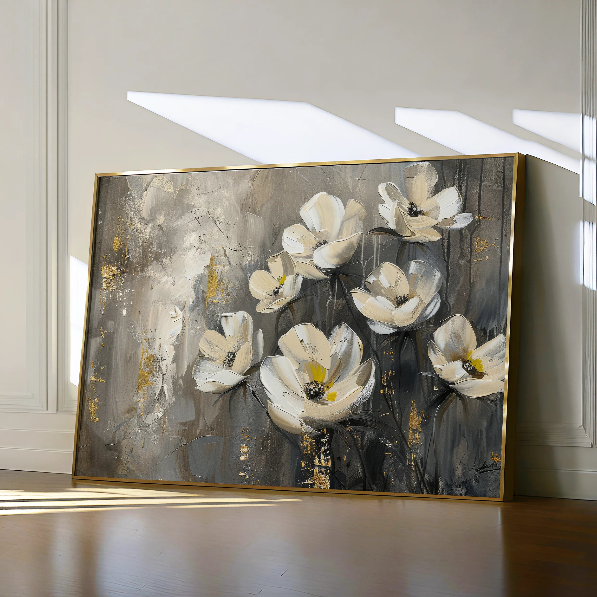 Floral 383 Canvas Art 18" x 24" / 45 x 60 cm / Black