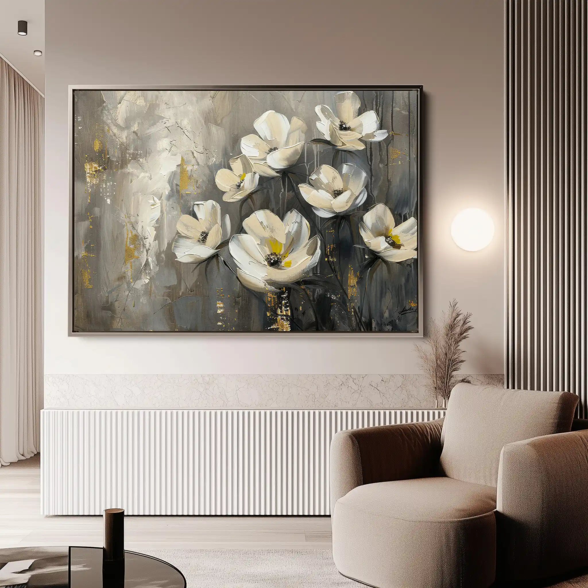 Floral 383 Canvas Art 60 x 40 cm / Black