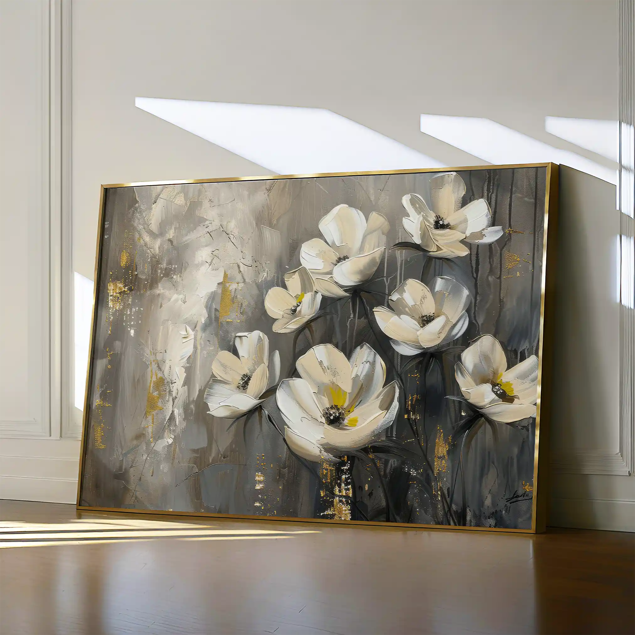 Floral 383 Canvas Art 60 x 40 cm / Black