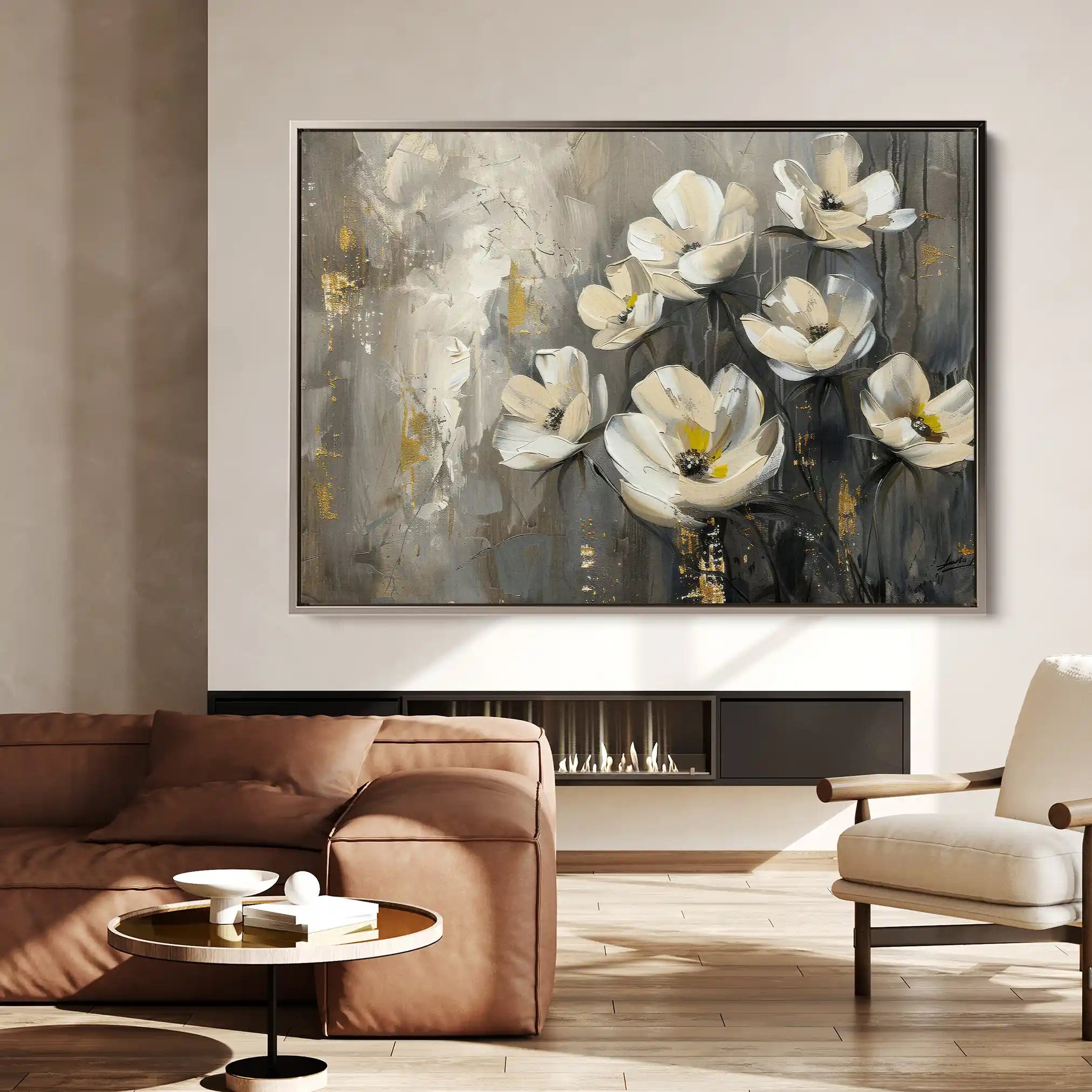Floral 383 Canvas Art 60 x 40 cm / Black