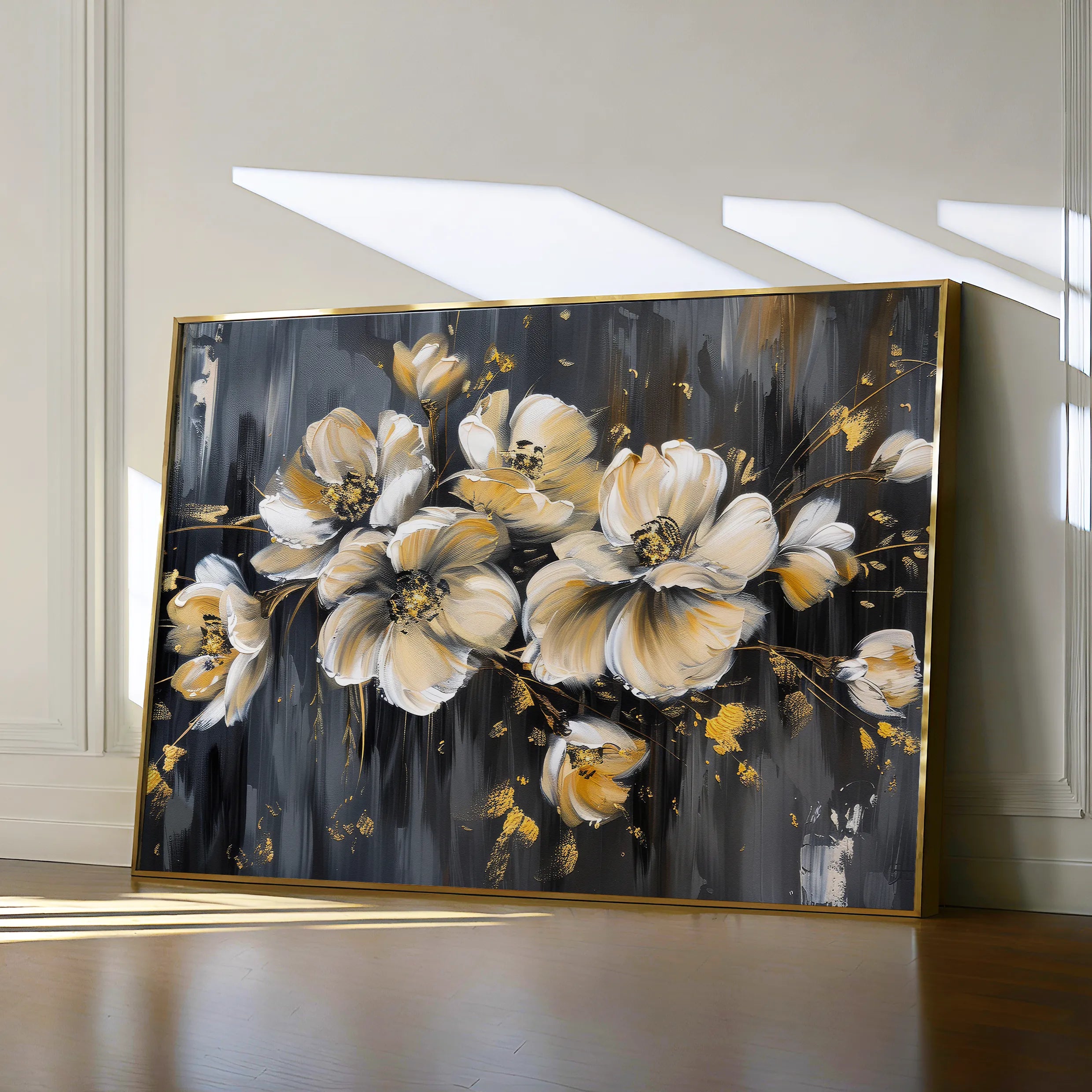 Floral 384 Canvas Art 18" x 24" / 45 x 60 cm / Black