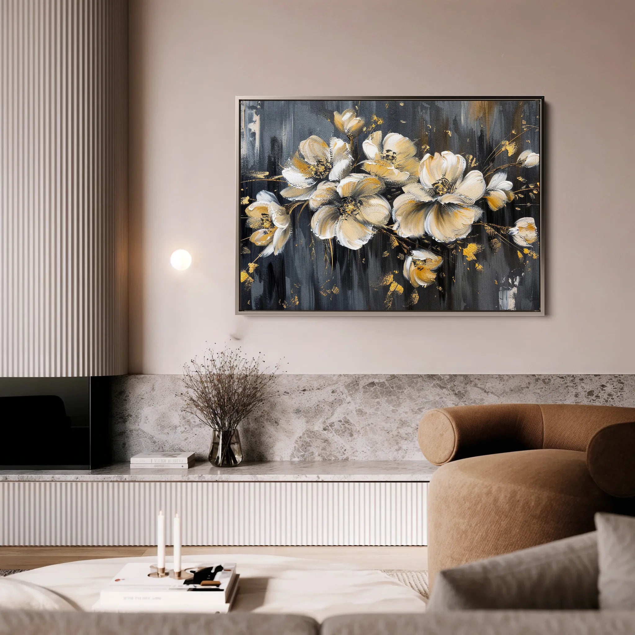 Floral 384 Canvas Art 18" x 24" / 45 x 60 cm / Black