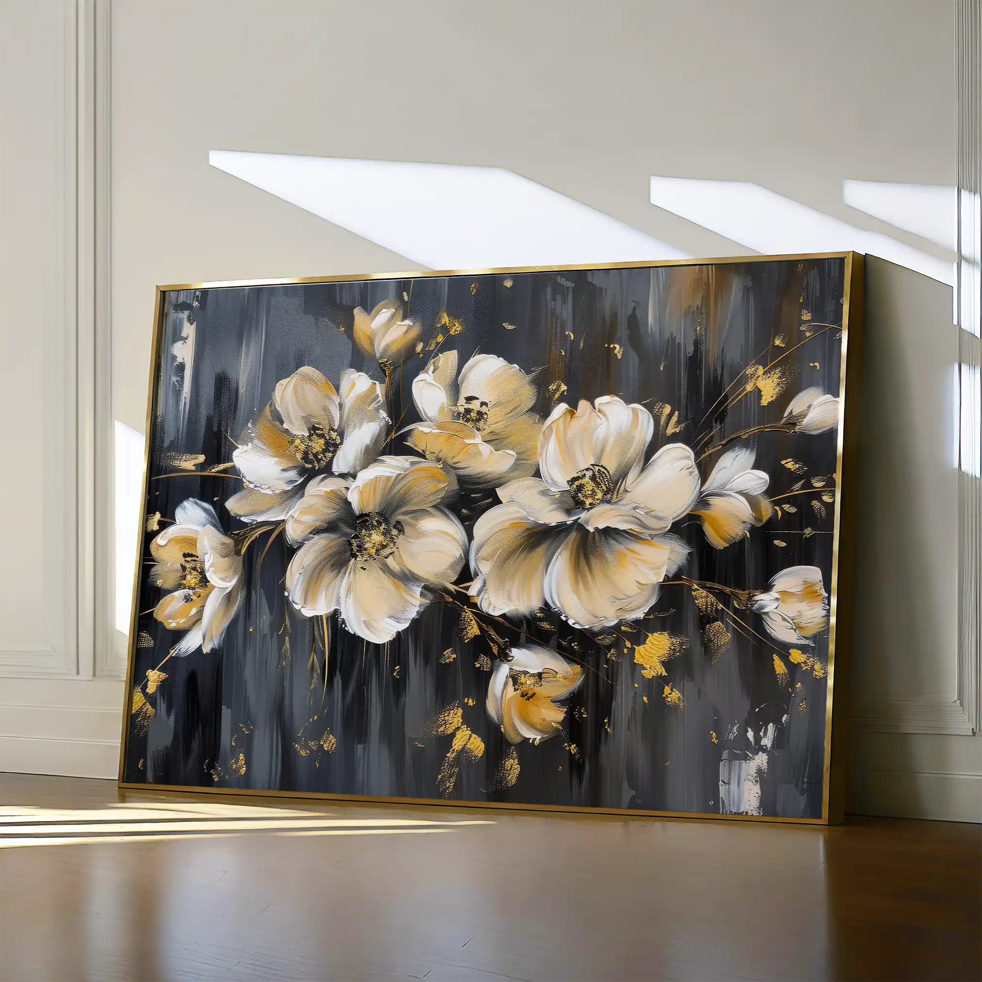 Floral 384 Canvas Art 60 x 40 cm / Black