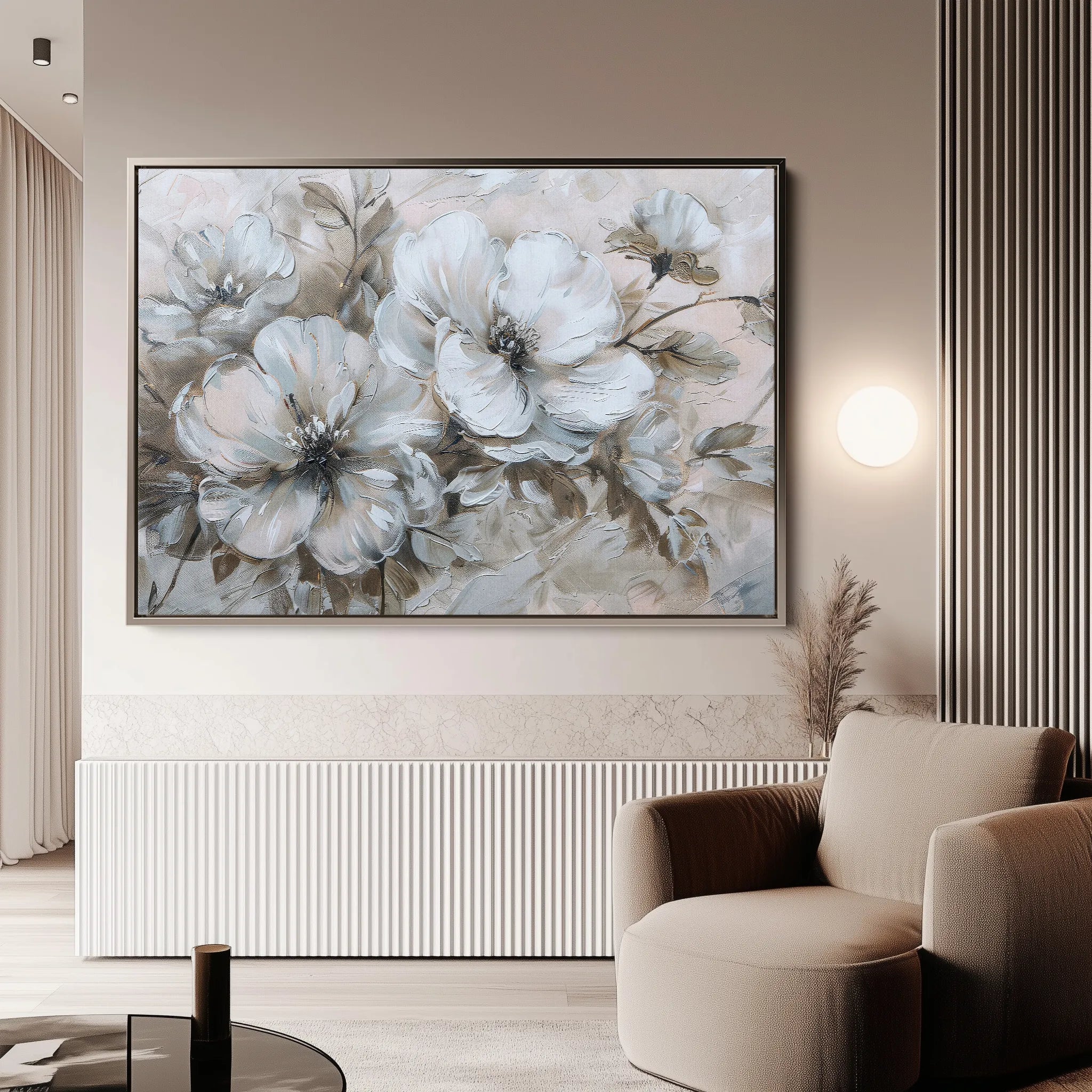 Floral 385 Canvas Art 18" x 24" / 45 x 60 cm / Black