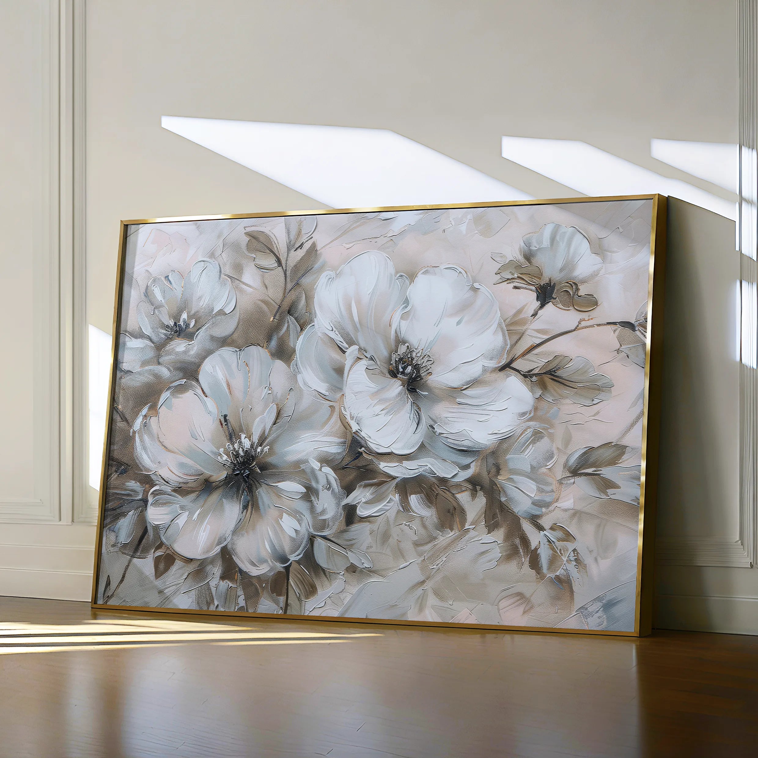 Floral 385 Canvas Art 18" x 24" / 45 x 60 cm / Black