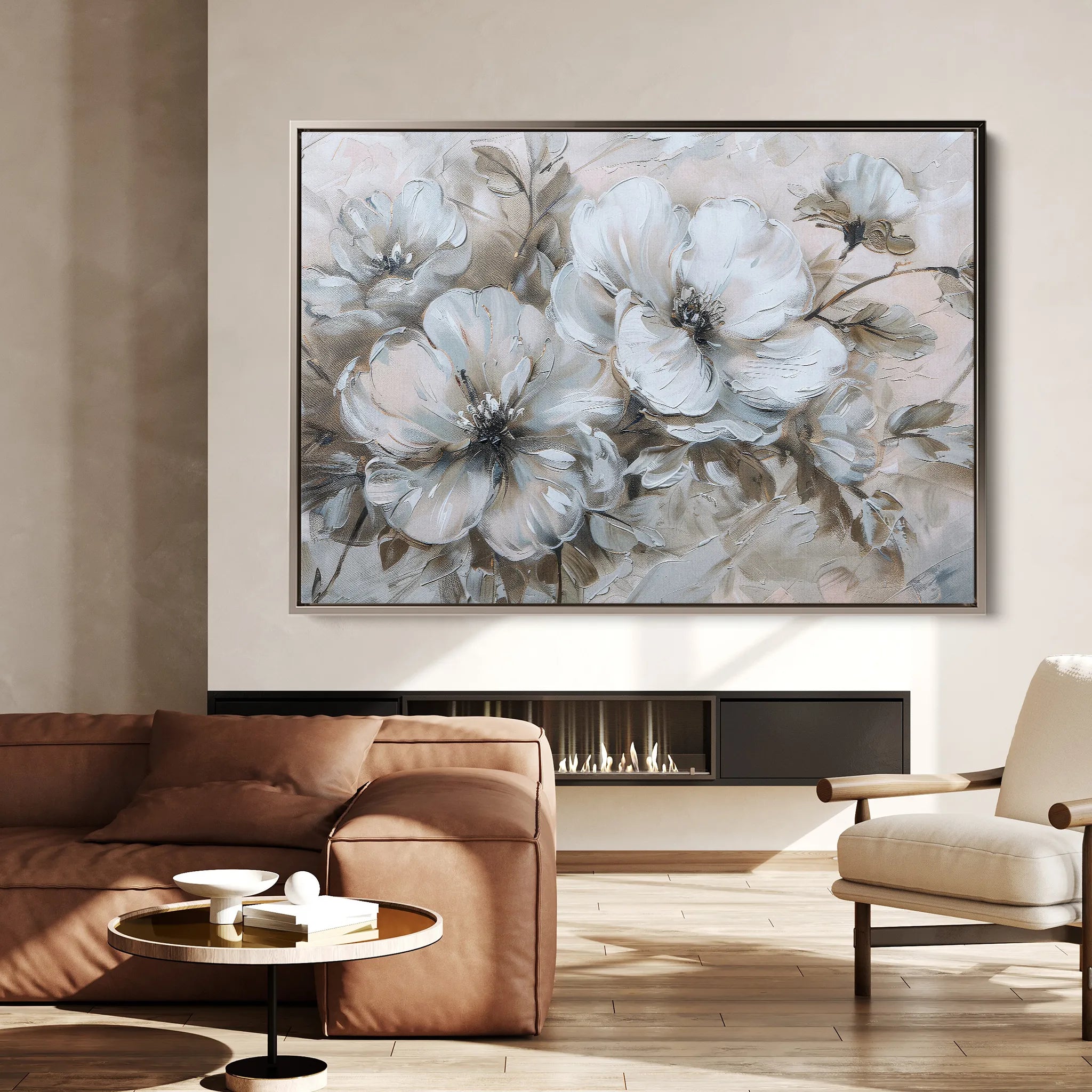 Floral 385 Canvas Art 18" x 24" / 45 x 60 cm / Black