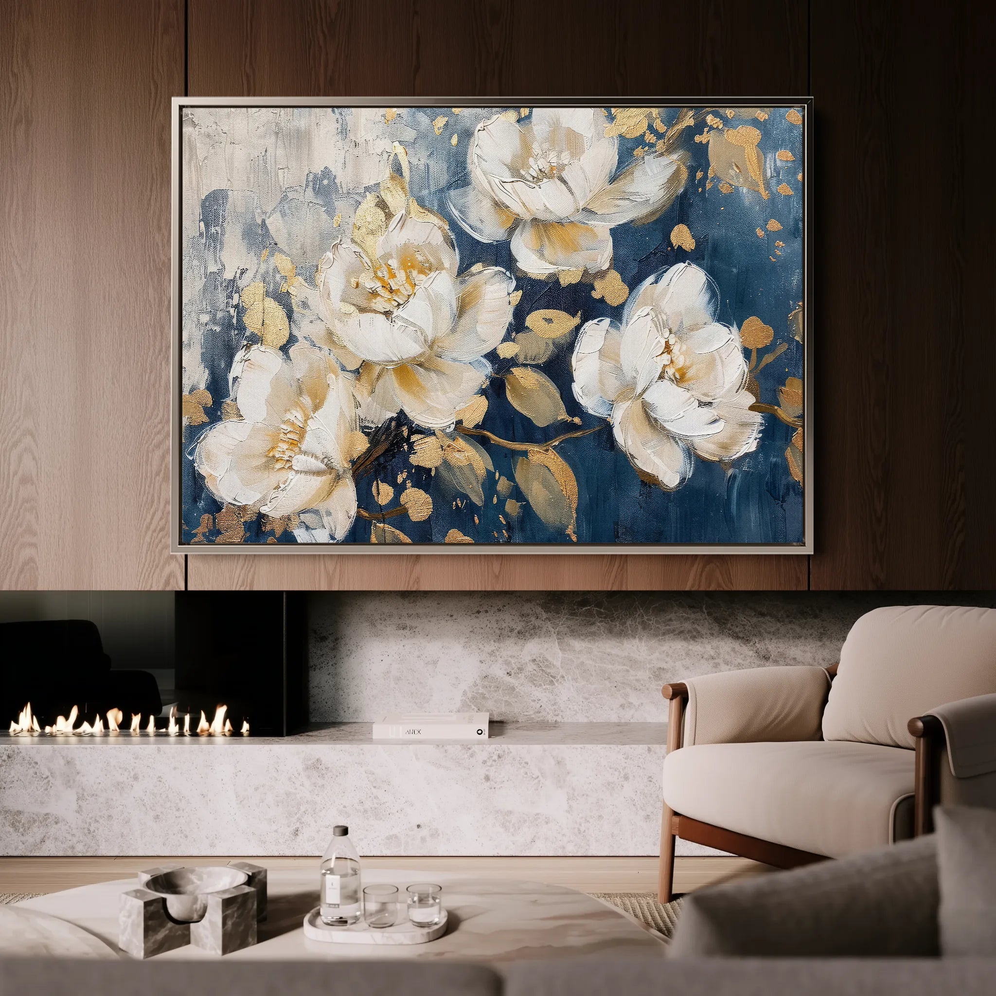 Floral 386 Canvas Art 18" x 24" / 45 x 60 cm / Black