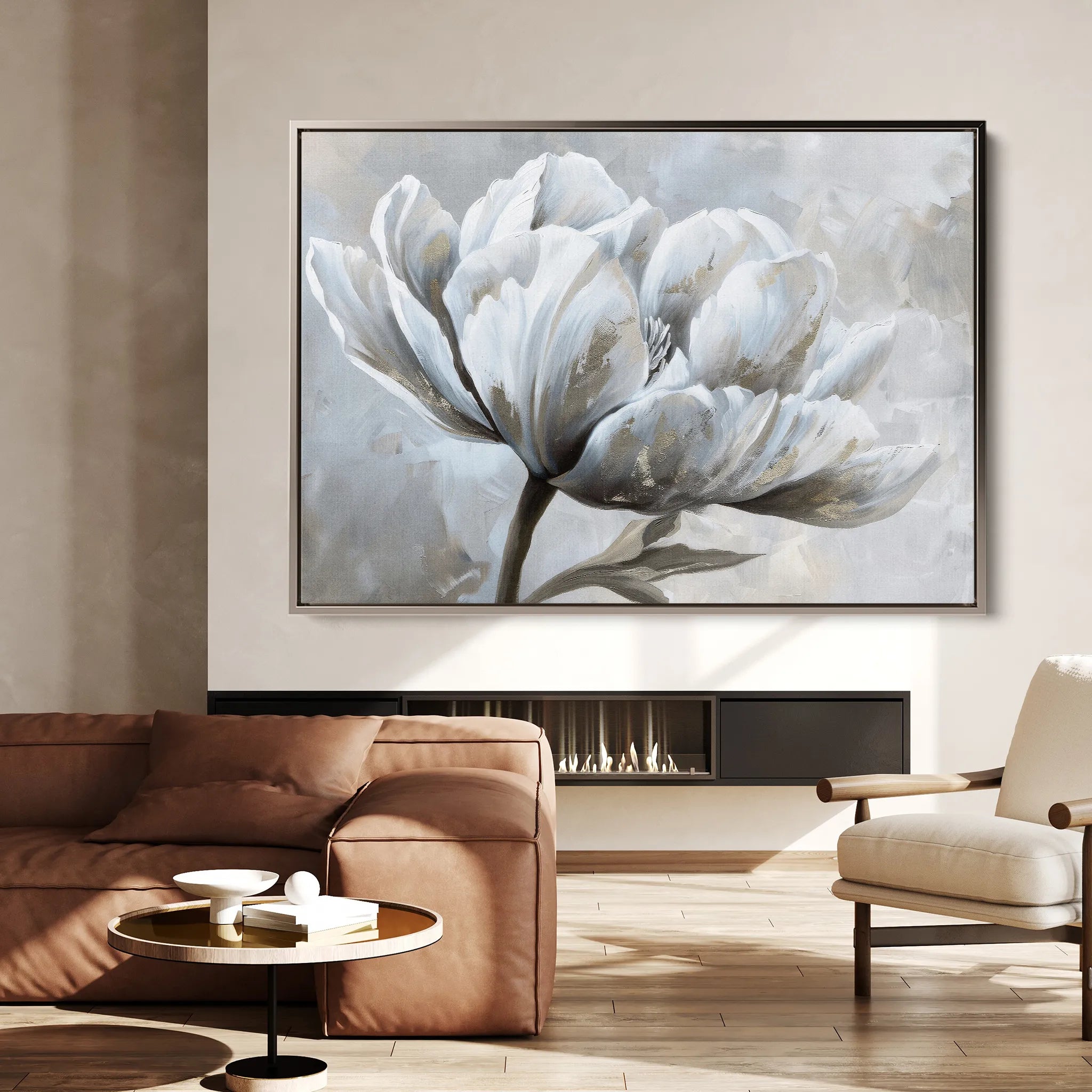 Floral 388 Canvas Art 18" x 24" / 45 x 60 cm / Black