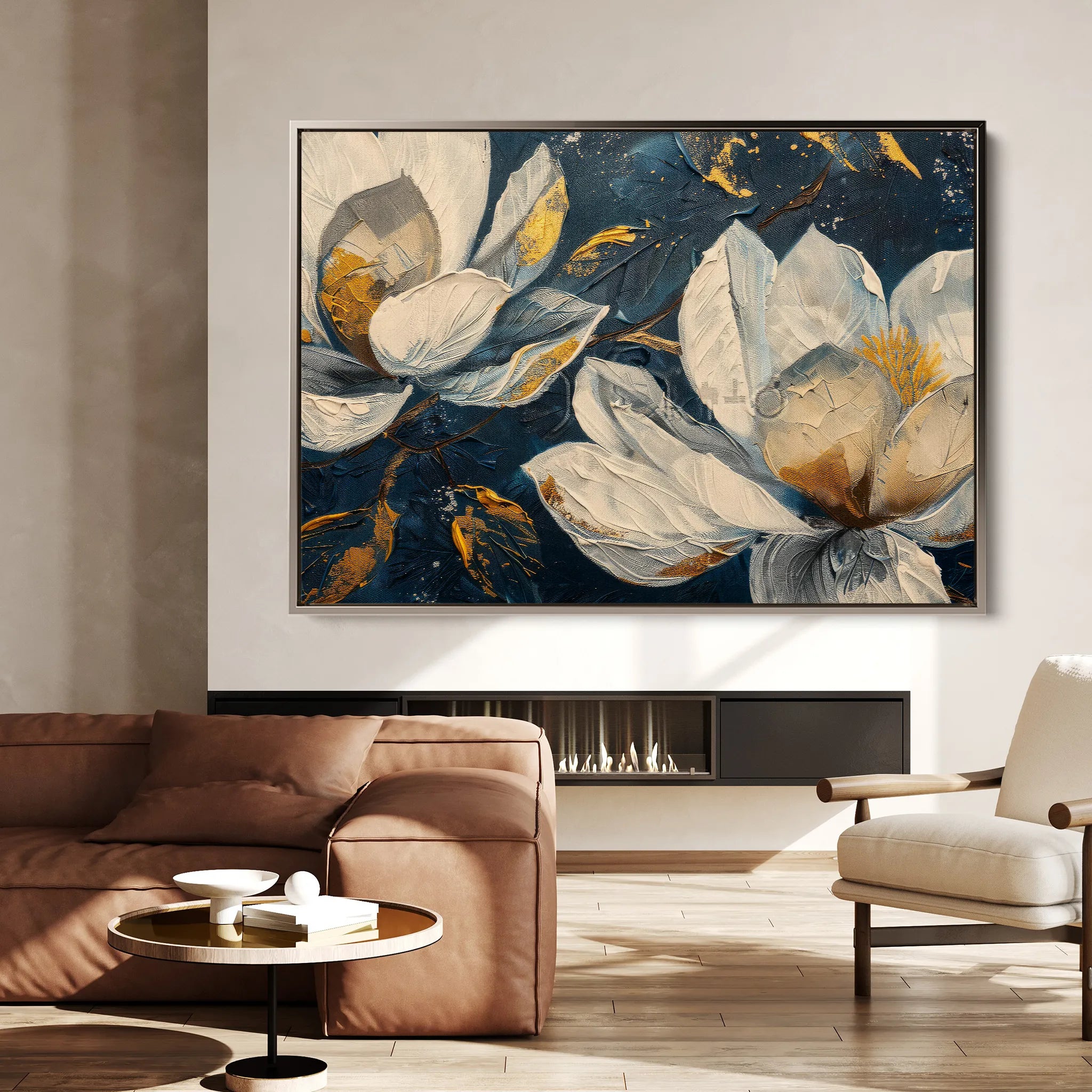 Floral 390 Canvas Art 18" x 24" / 45 x 60 cm / Black