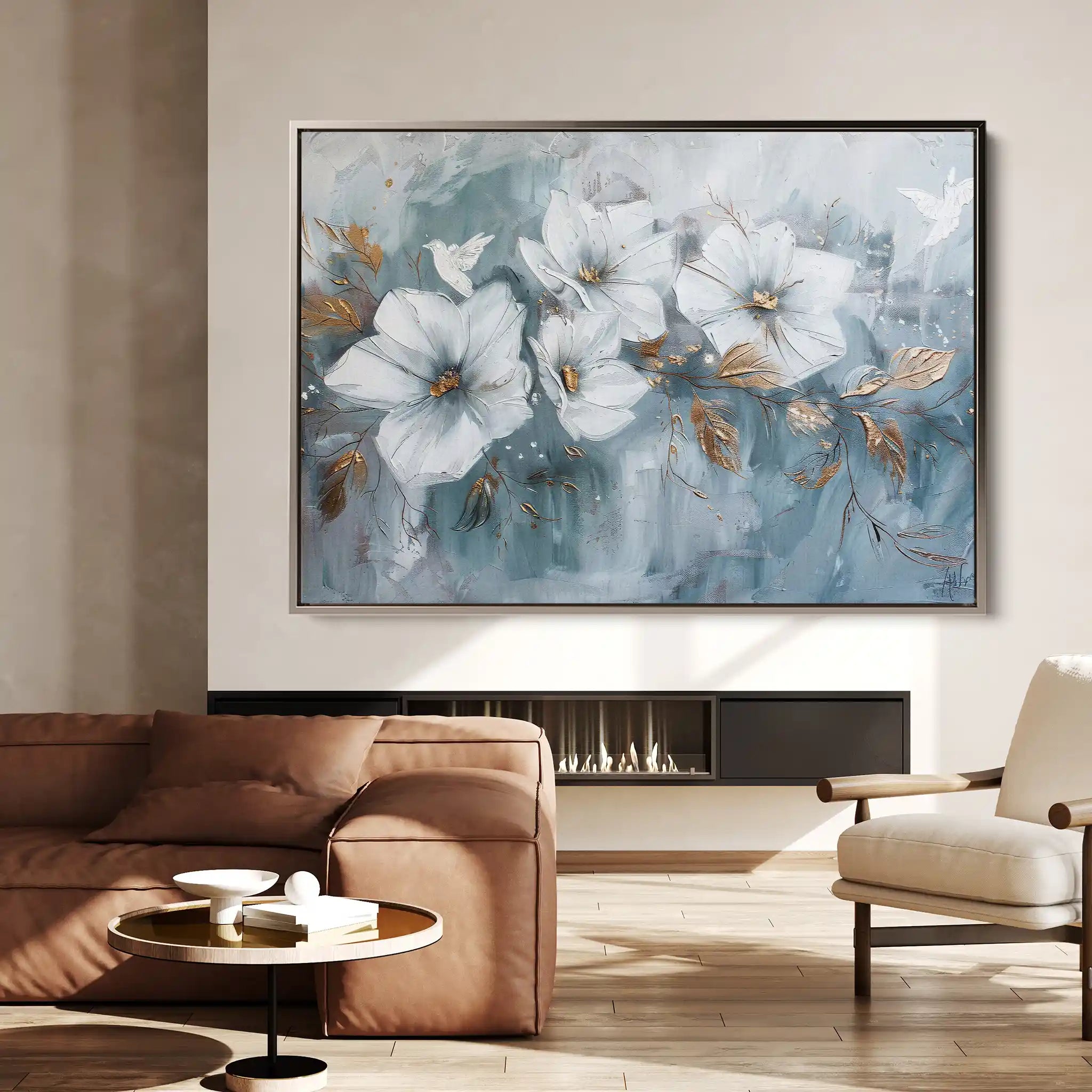 Floral 391 Canvas Art 60 x 40 cm / Black