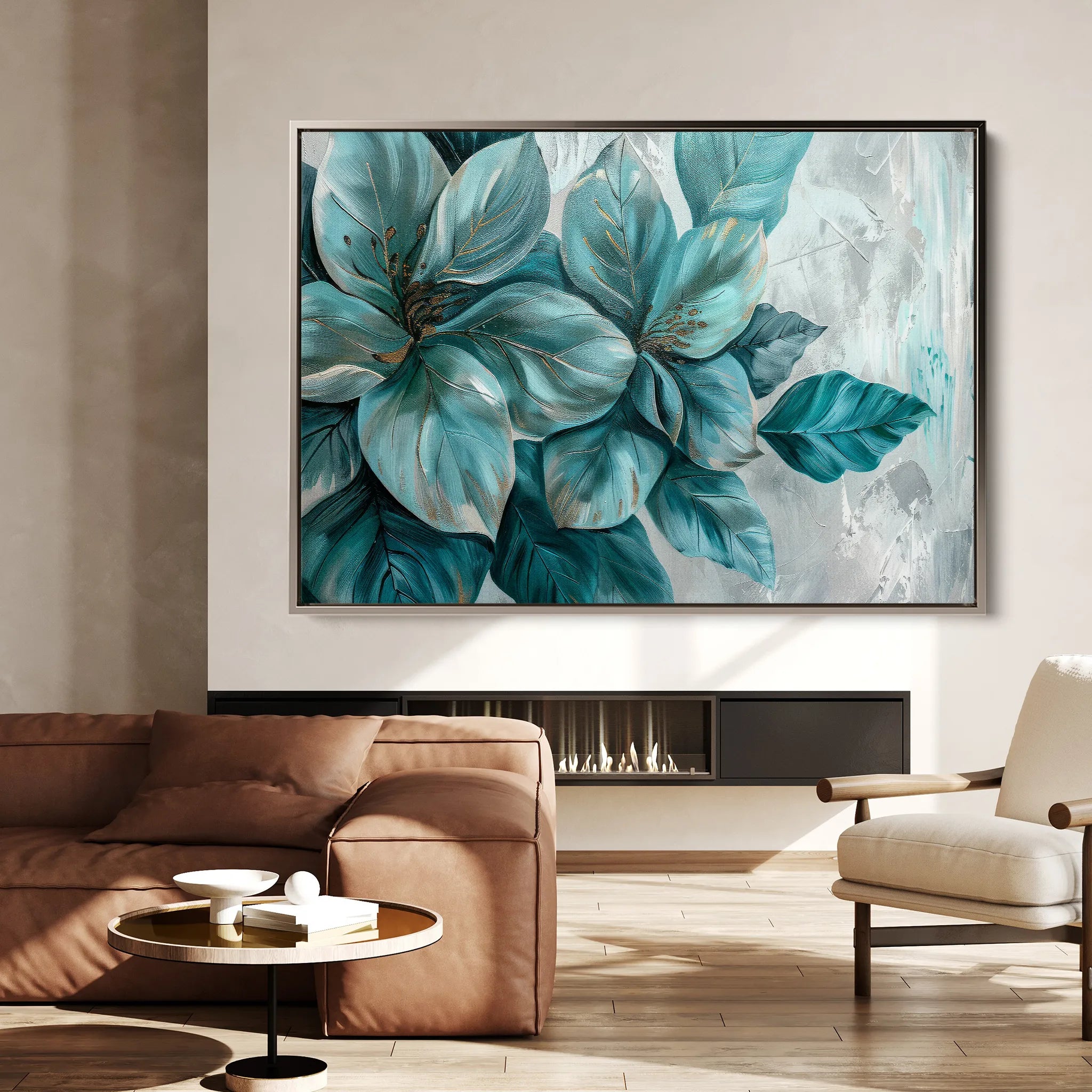 Floral 393 Canvas Art 18" x 24" / 45 x 60 cm / Black