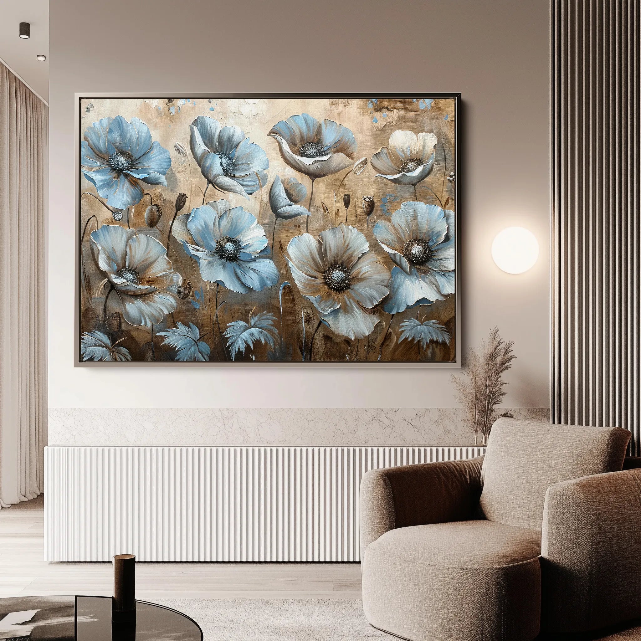 Floral 394 Canvas Art 18" x 24" / 45 x 60 cm / Black