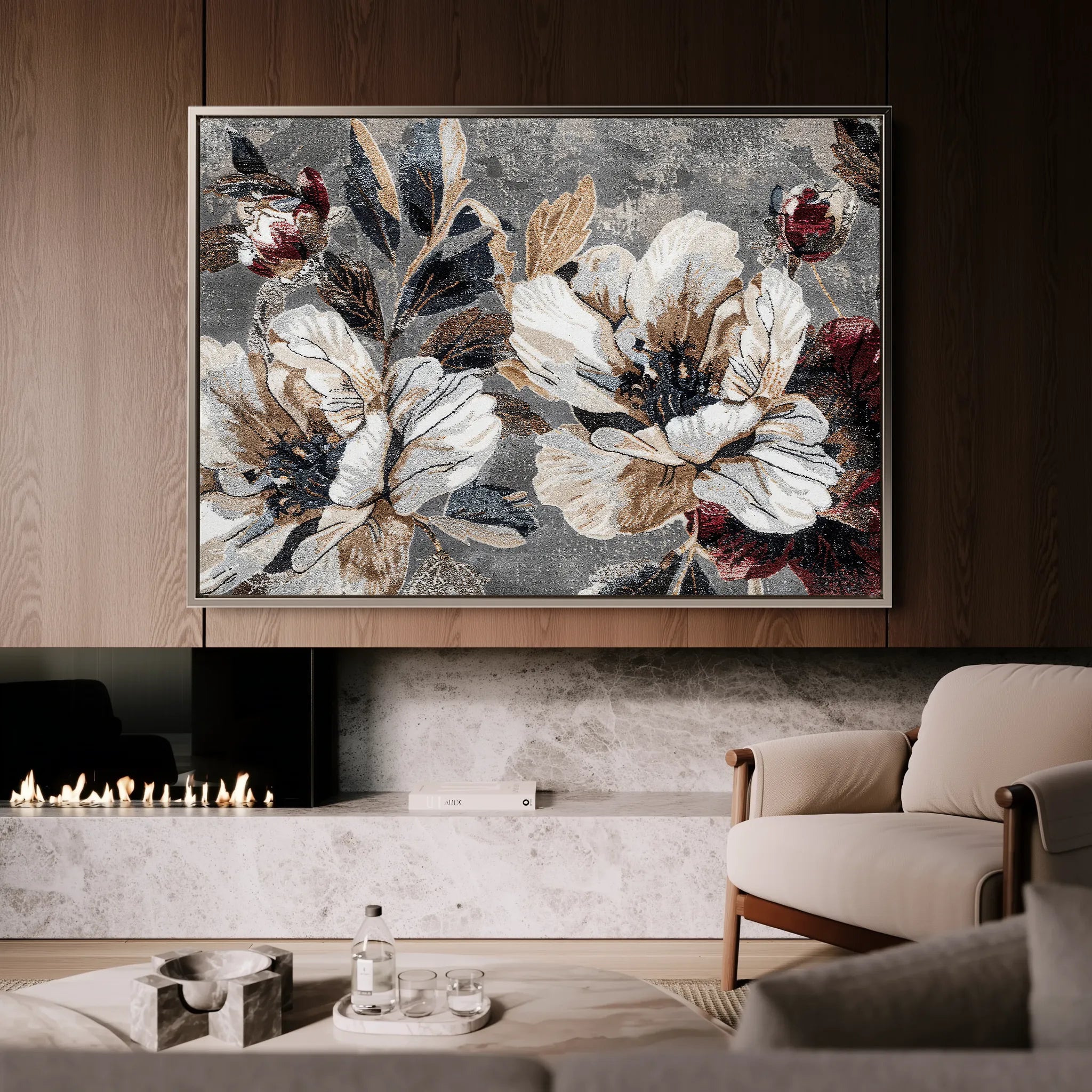 Floral 395 Canvas Art 18" x 24" / 45 x 60 cm / Black