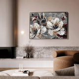 Floral 395 Canvas Art 18" x 24" / 45 x 60 cm / Black
