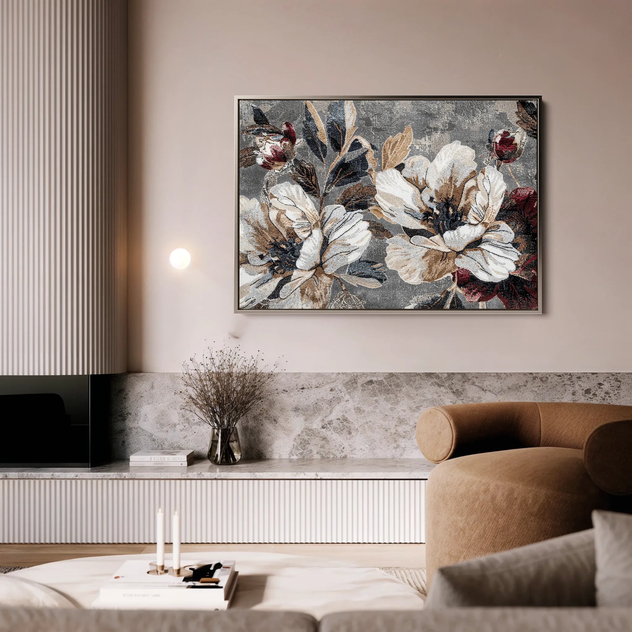 Floral 395 Canvas Art 18" x 24" / 45 x 60 cm / Black