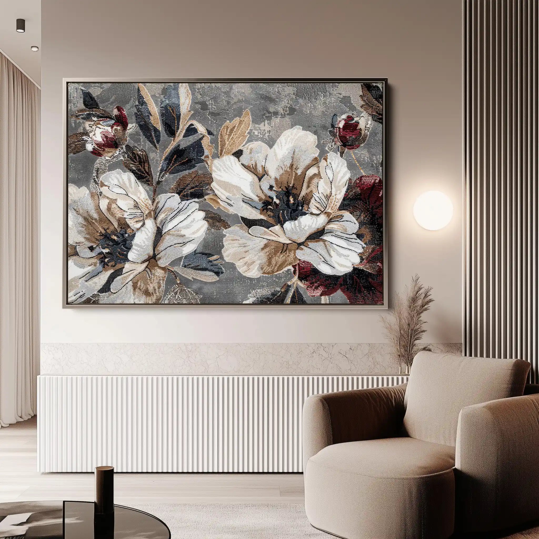 Floral 395 Canvas Art 60 x 40 cm / Black