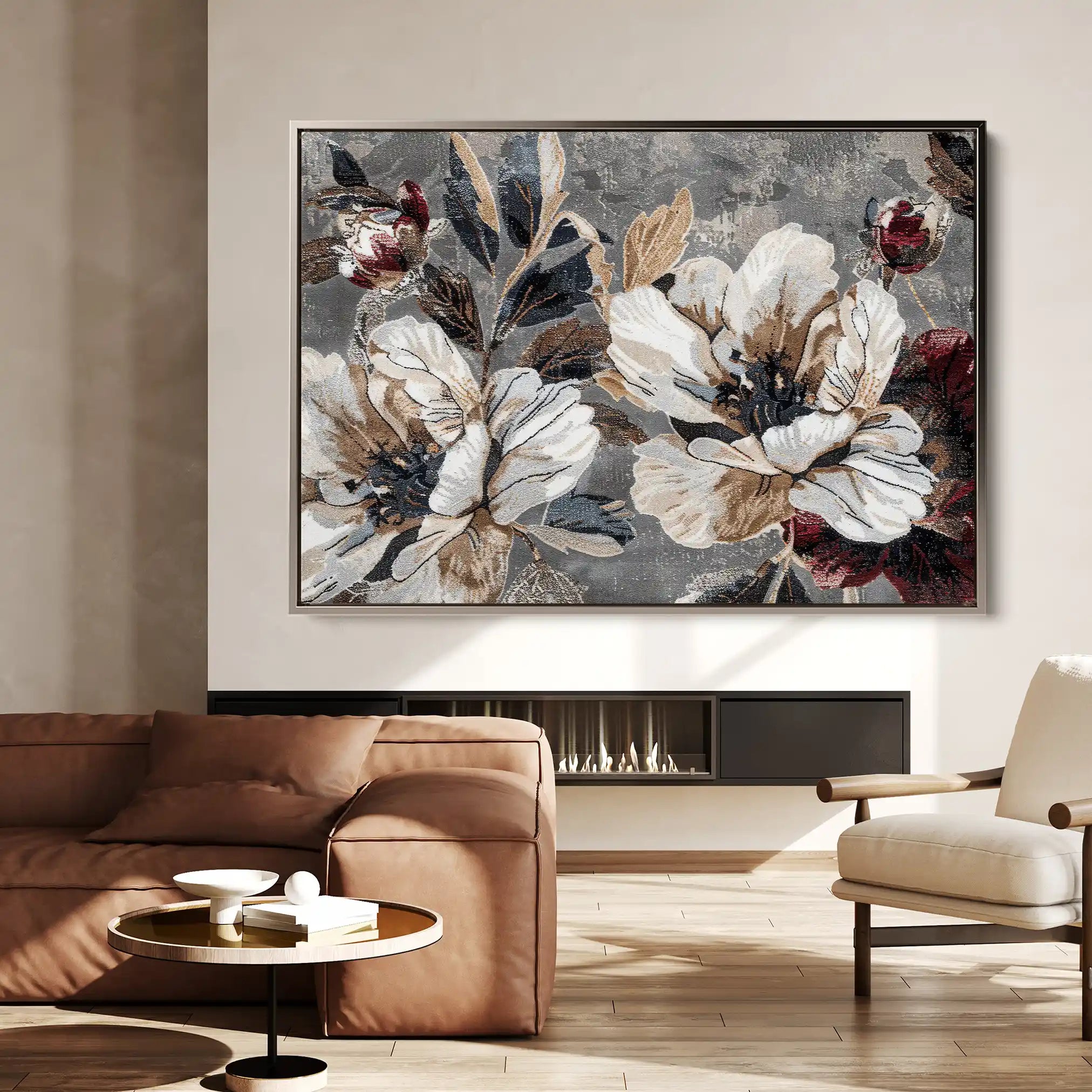 Floral 395 Canvas Art 60 x 40 cm / Black