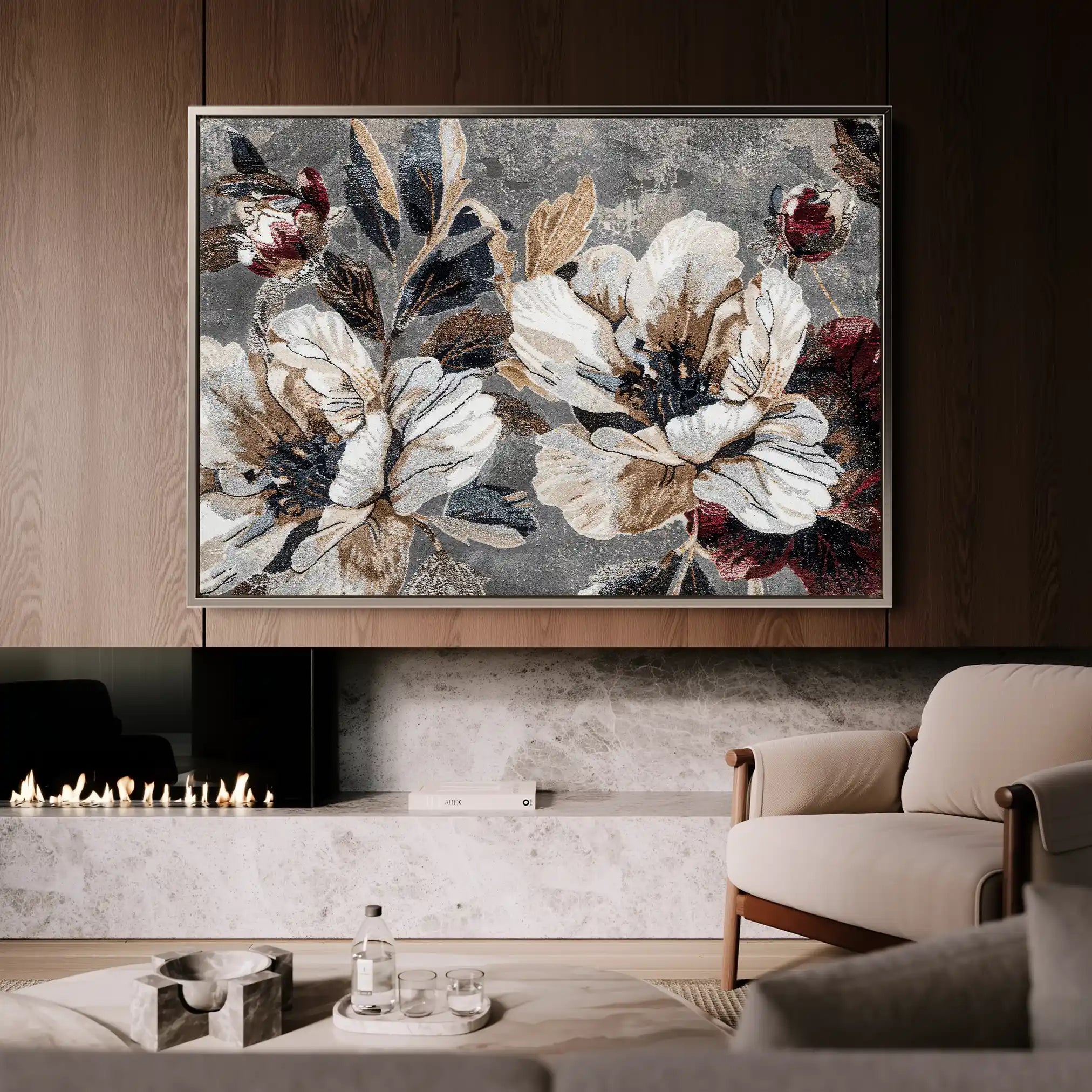 Floral 395 Canvas Art 60 x 40 cm / Black