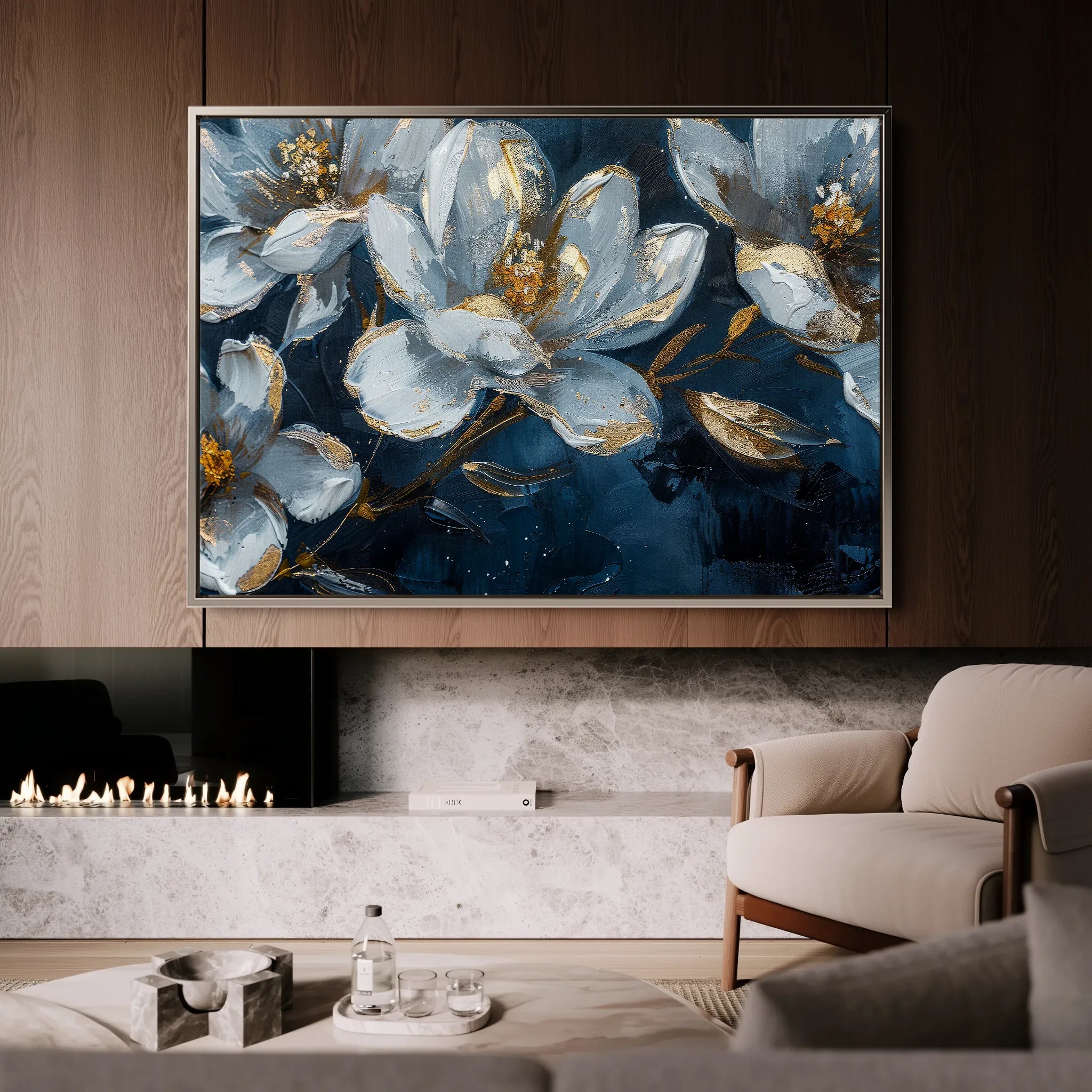 Floral 397 Canvas Art 18" x 24" / 45 x 60 cm / Black