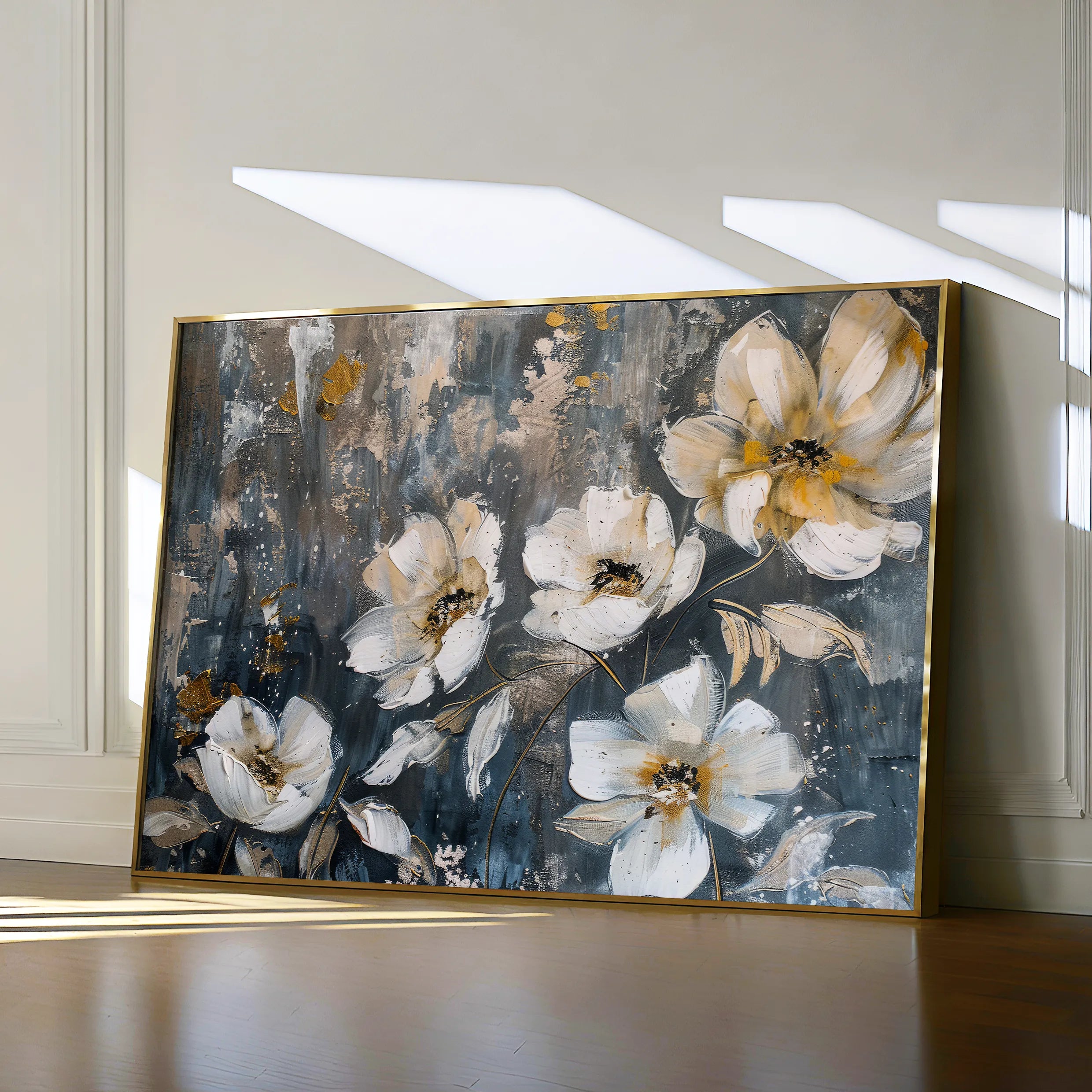 Floral 399 Canvas Art 18" x 24" / 45 x 60 cm / Black