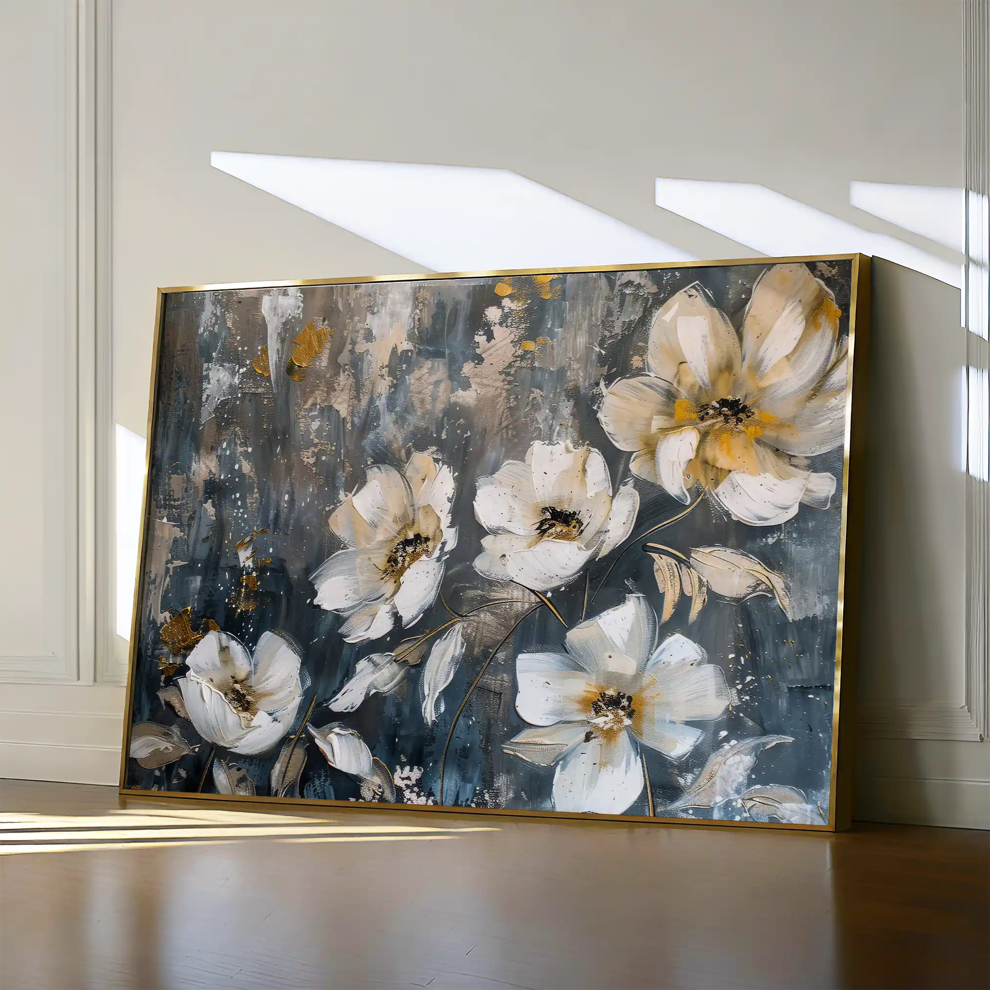 Floral 399 Canvas Art 60 x 40 cm / Black
