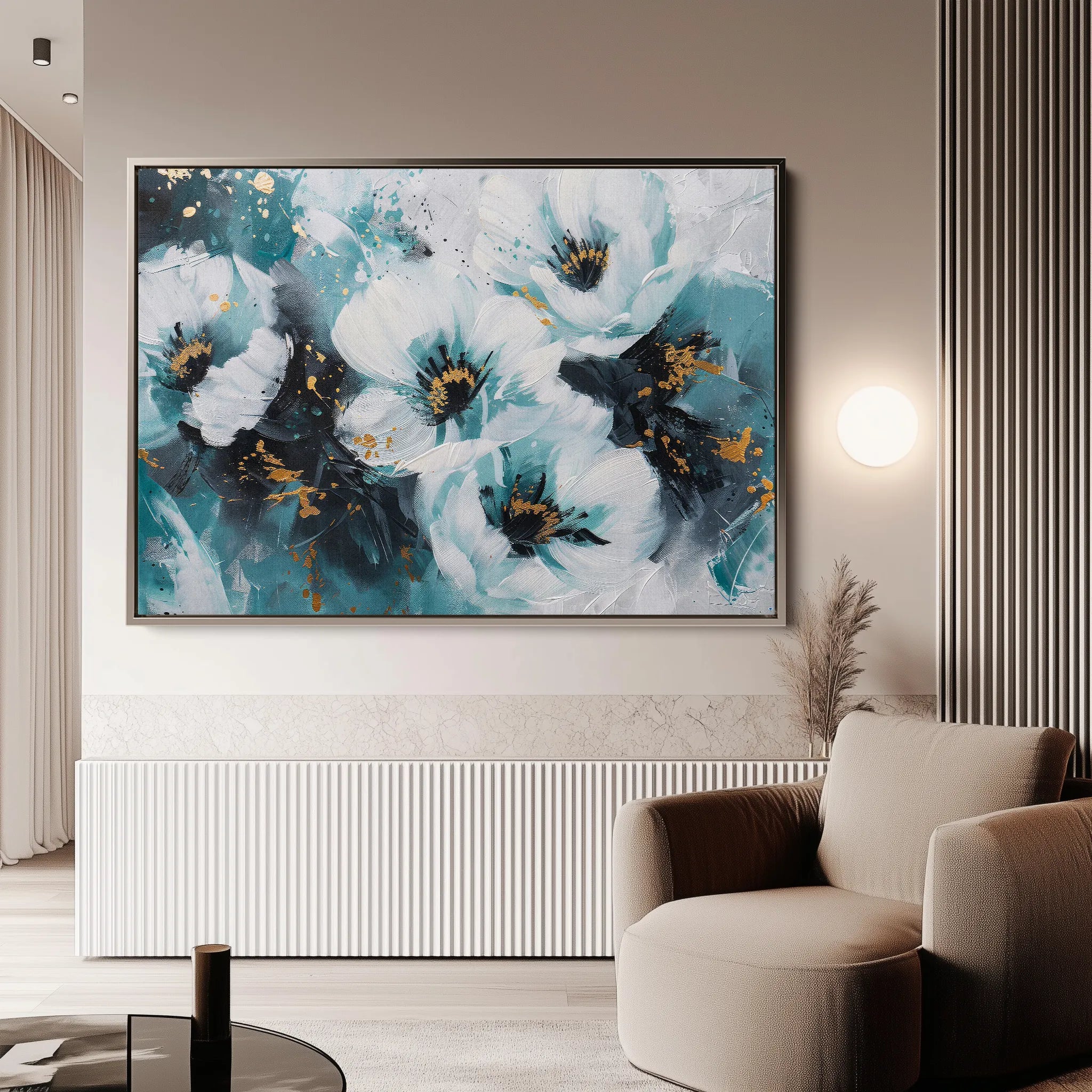 Floral 400 Canvas Art 18" x 24" / 45 x 60 cm / Black