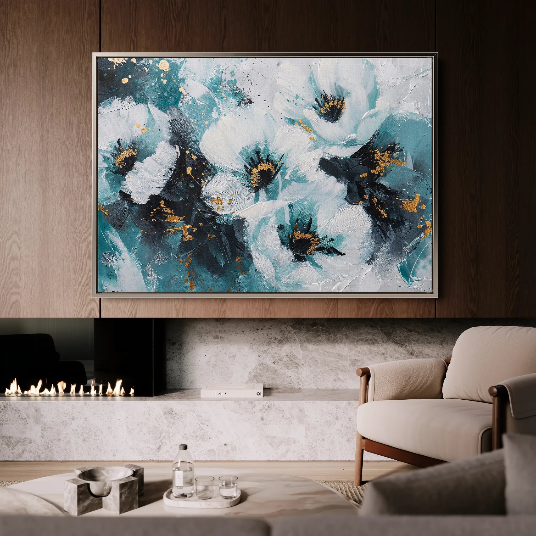 Floral 400 Canvas Art 18" x 24" / 45 x 60 cm / Black