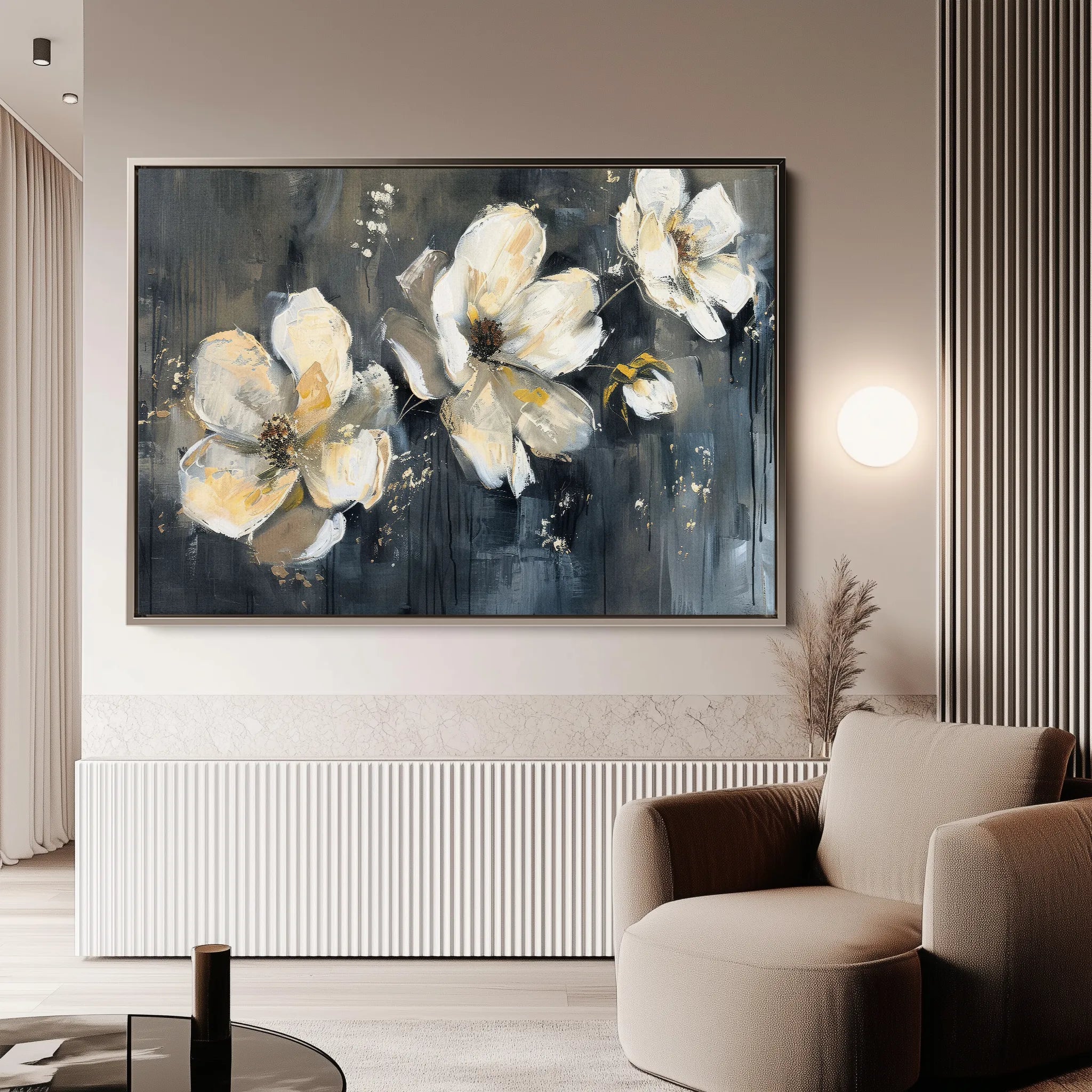 Floral 406 Canvas Art 18" x 24" / 45 x 60 cm / Black